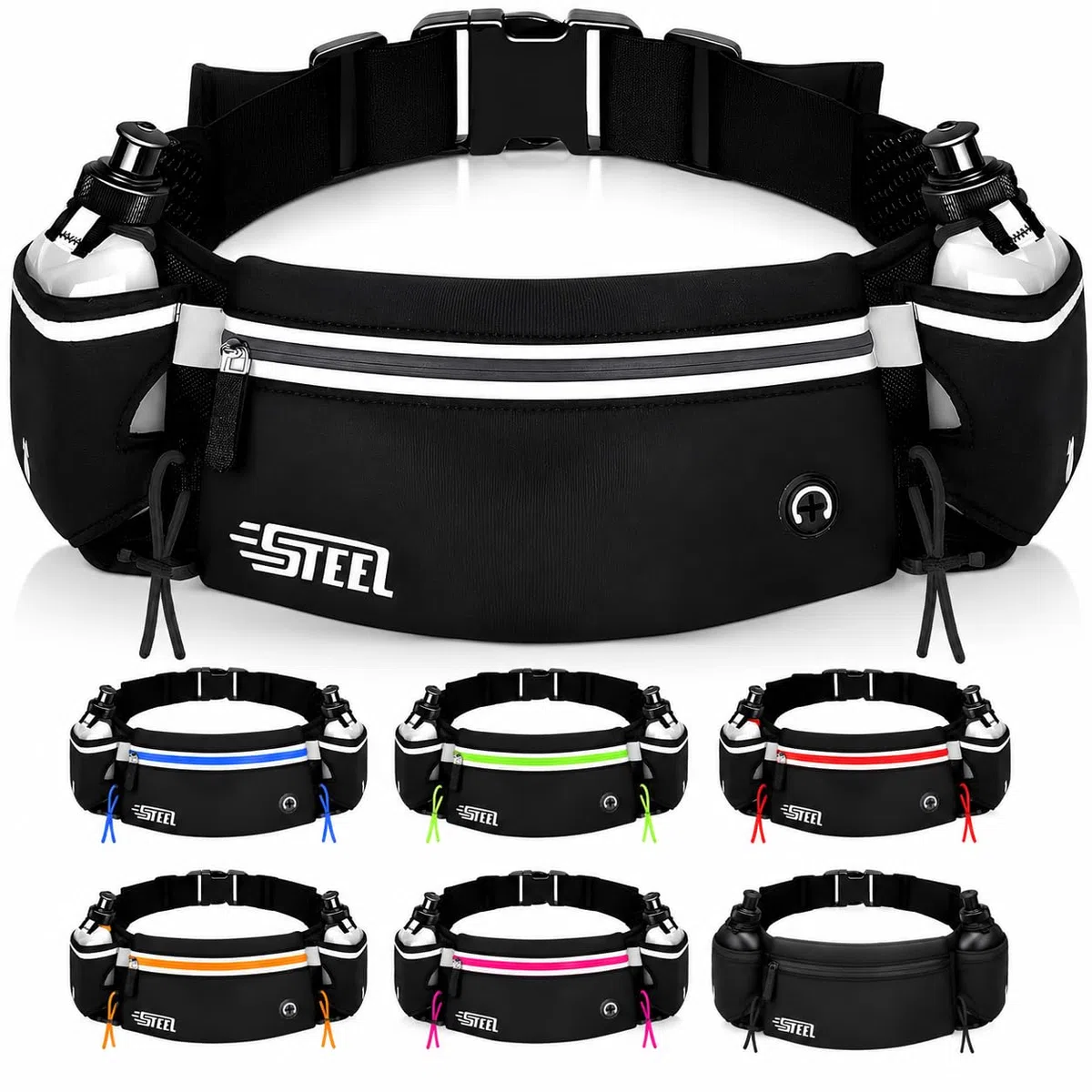 Ceinture Running Hydratation Course a Pied, Sac Banane Porte Gourde, Bouteille Accessoires Etanche Réfléchissant pour Trail Jogging Footing Randonnée Vélo