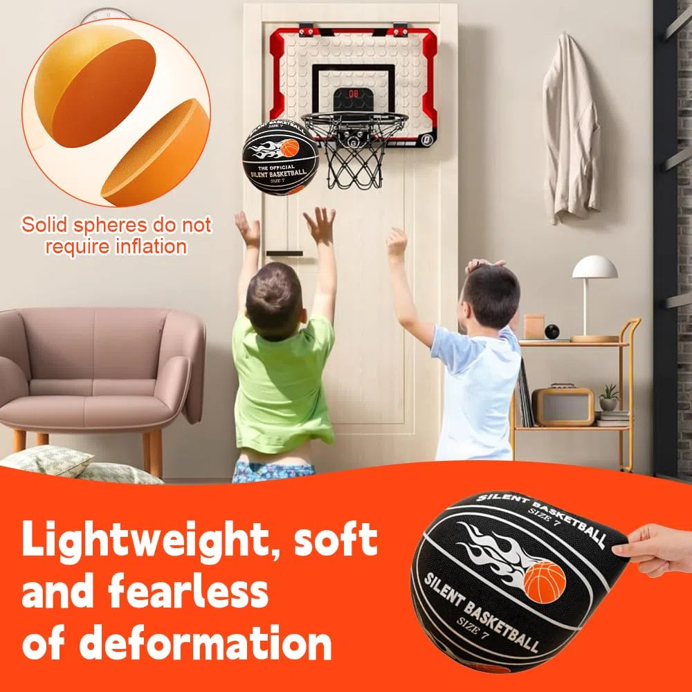 Silent Basketball, Basket-Ball Silencieux, Ballon De Basket Silencieux Taille 7, Ballon en Mousse Haute Densité Non Revêtue, Basketball D'intérieur Silencieux, pour Enfants 3 4 5 6 Ans