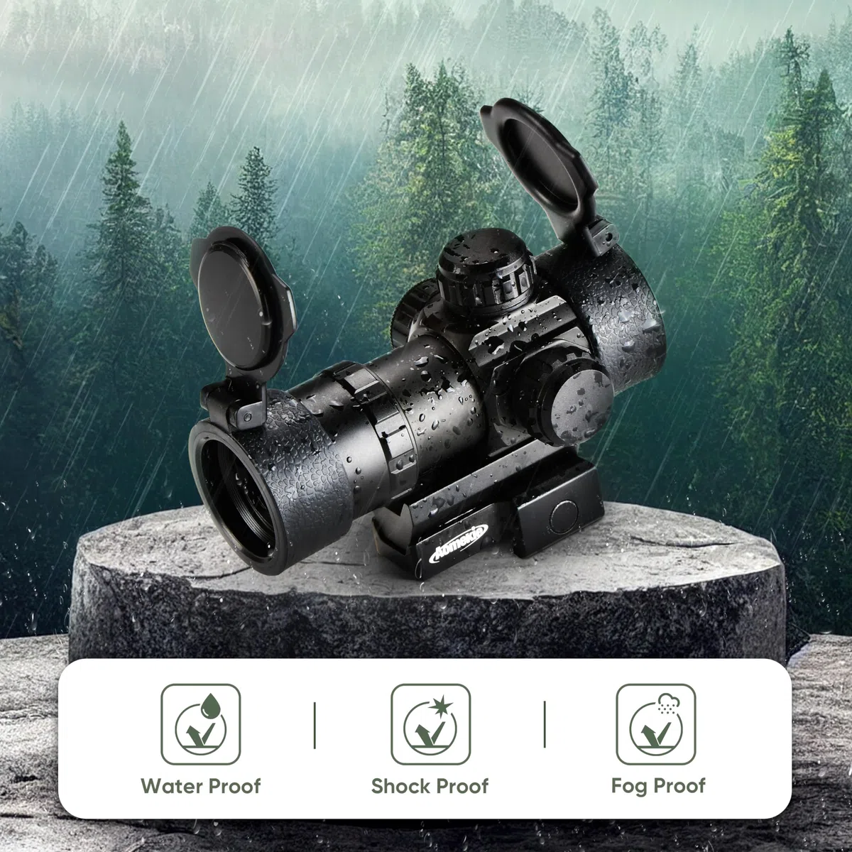 Aomekie Mire à Point Rouge/Vert Airsoft Lunette de visée à Réglages de lLuminosité Multiples avec Montage sur Rail Weaver/Picatinny 20mm/22mm et Cache-Objectif Rabattable Lunette de Visée