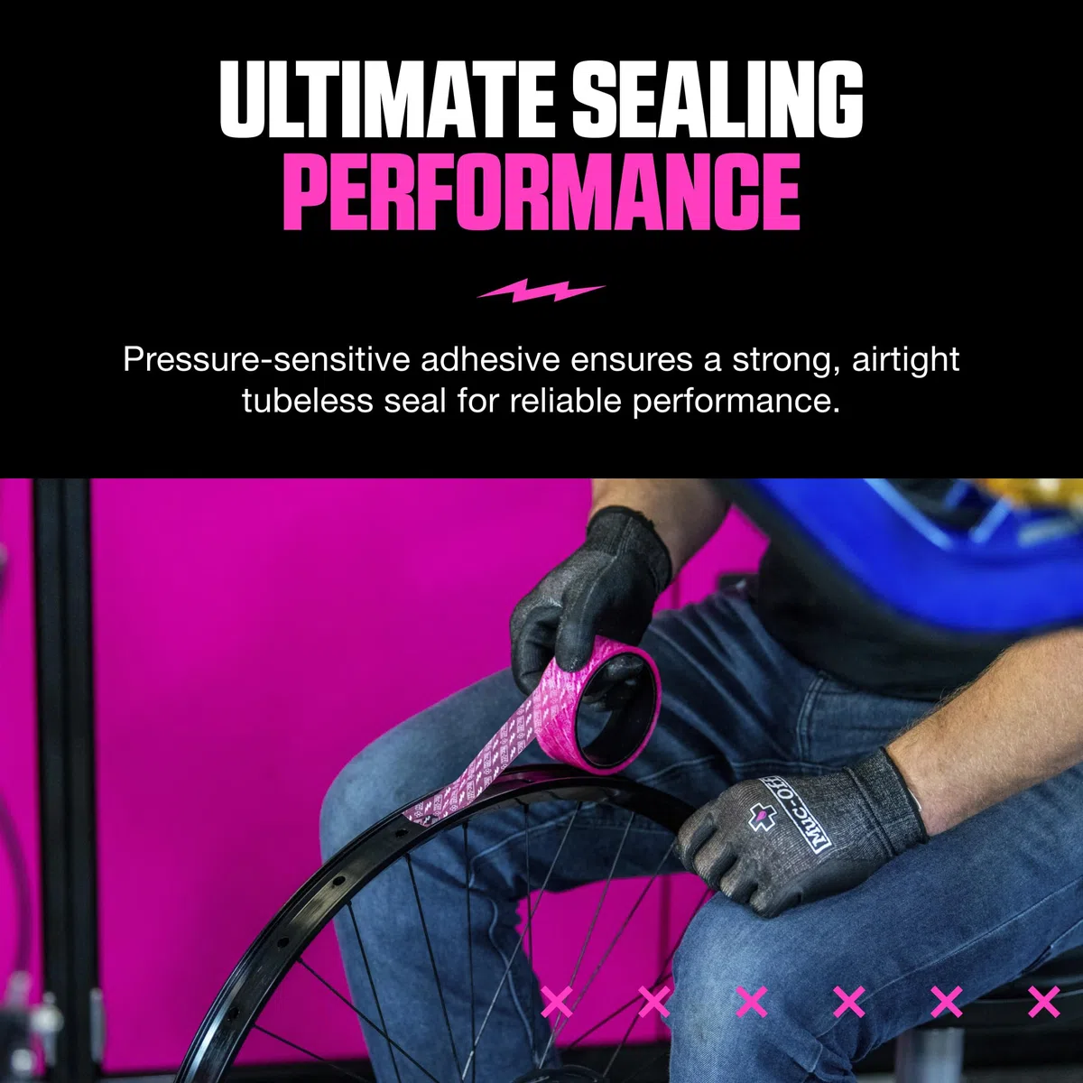 Muc-Off Fond de Jante Vélo Tubeless - 30 mm - Fond de Jante Adhésif Sensible à la Pression - Pour Installation de Pneus de Vélo Tubeless - Rouleau de 10 Mètres - 4 Patchs d'Étanchéité Inclus