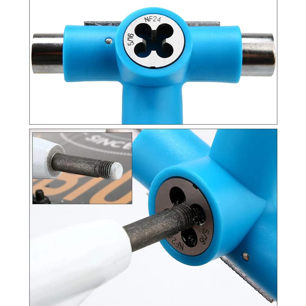 SEIWEI Outil de skateboard portable en T pour réparation de longboard - Outil multifonction pratique avec clé à cliquet en T