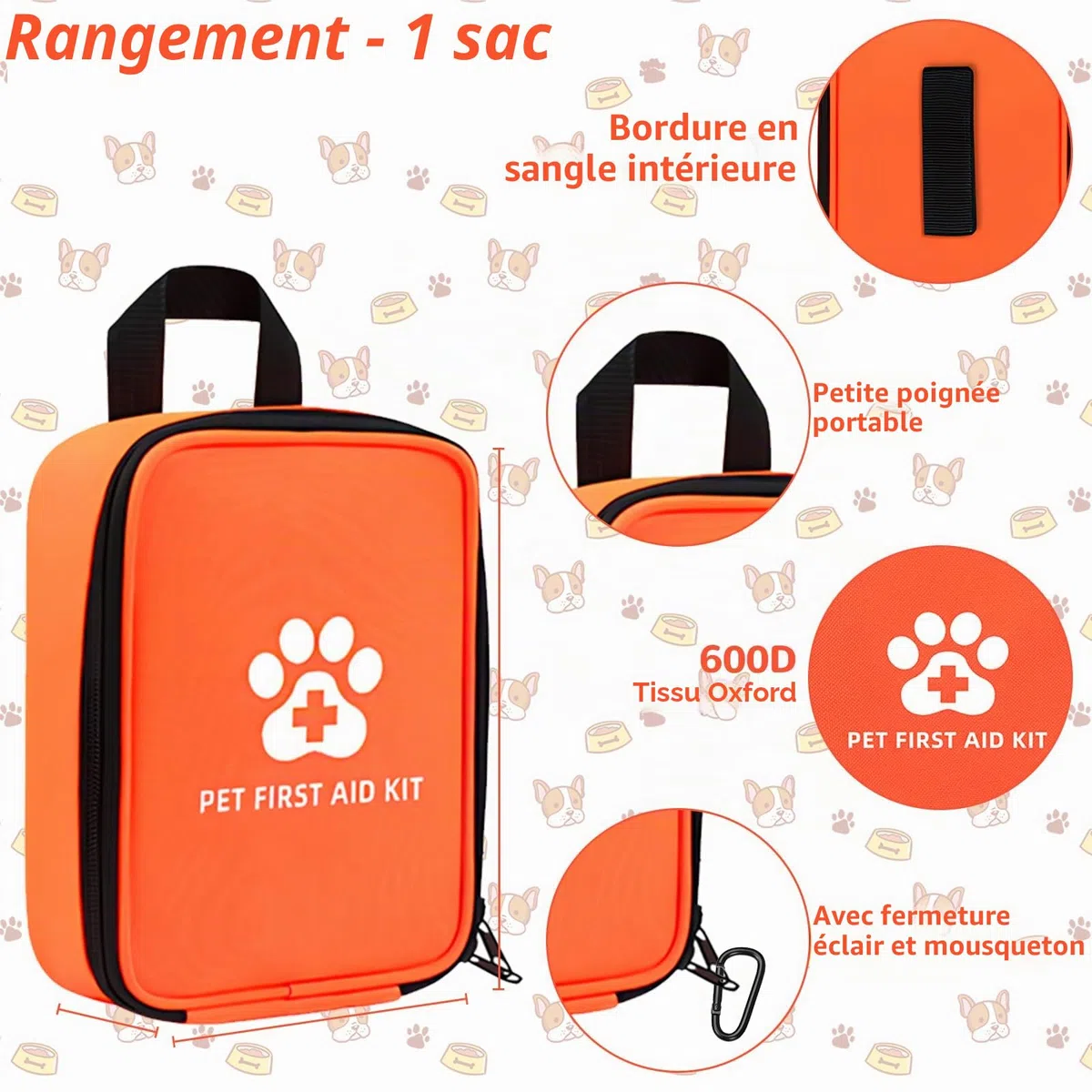 Trousse de Premiers Secours pour Chiens et Chats 102 Pièces Kit de Premier Secours Animaux avec Pince à Tiques Trousse à Pharmacie Chien pour les Urgences à la Maison et Voyages à l'Extérieur