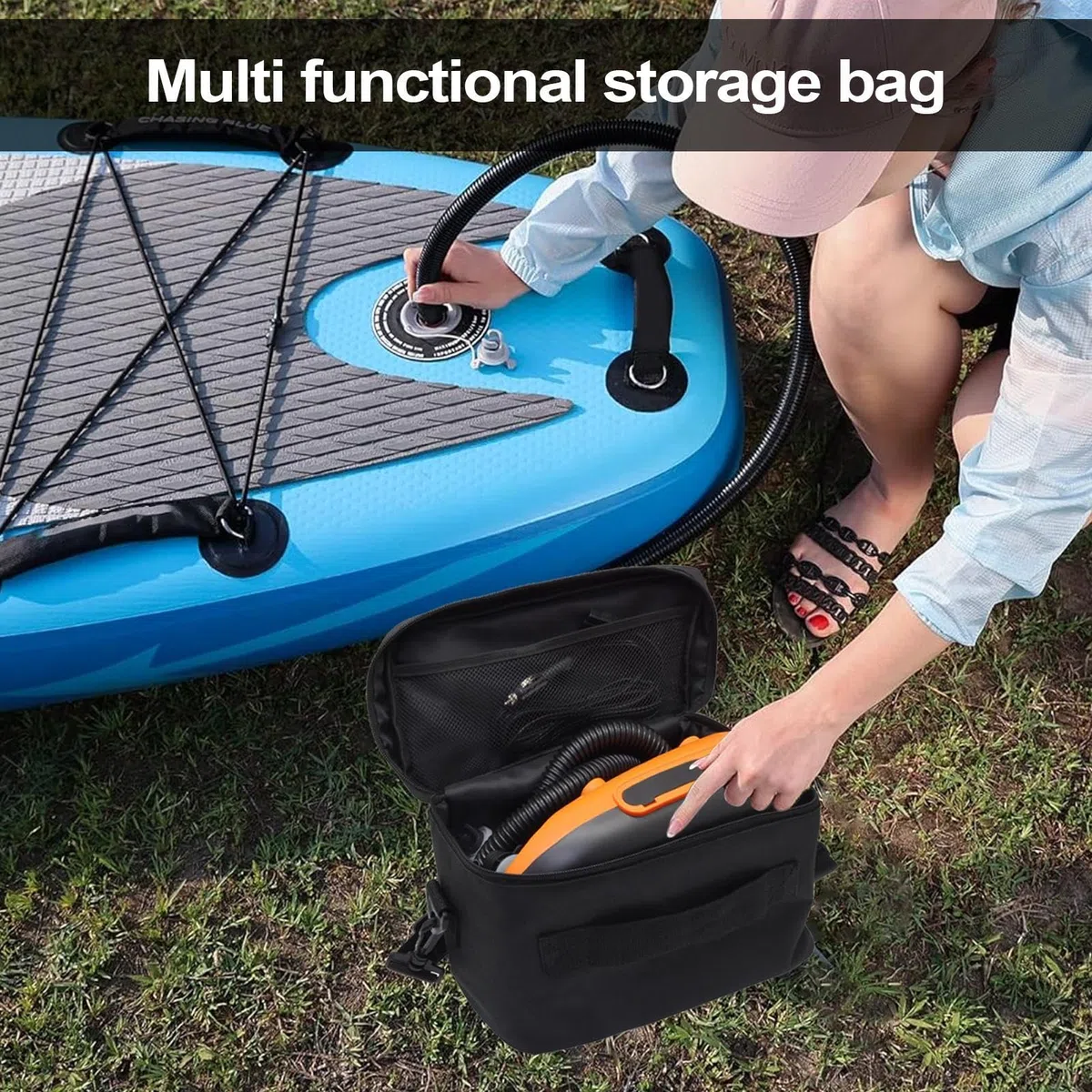 Sac de Transport pour Pompe à air électrique – Sac de Transport pour Pompe à air électrique – Sac à Dos de Voyage de capacité, Poche de Rangement Portable, bandoulière réglable pour Le