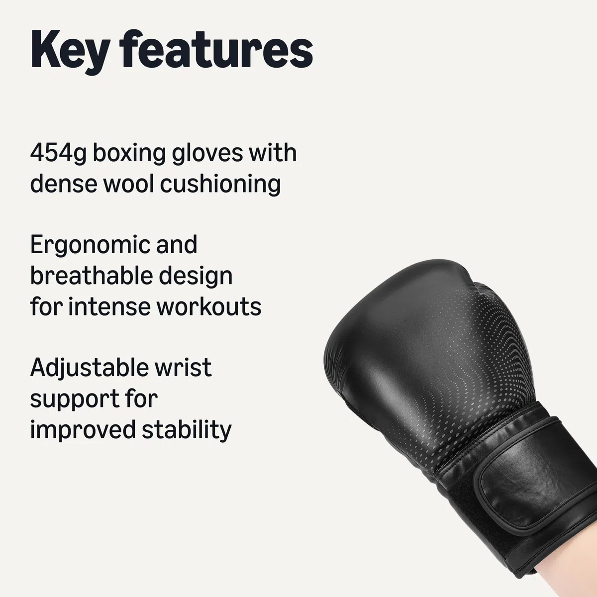 Amazon Basics Gants de Boxe en Cuir Synthétique pour Hommes et Femmes - Gants d'Entraînement pour Sparring, MMA, Muay Thai - Design Ergonomique et Respirant avec Support Poignet - Noir