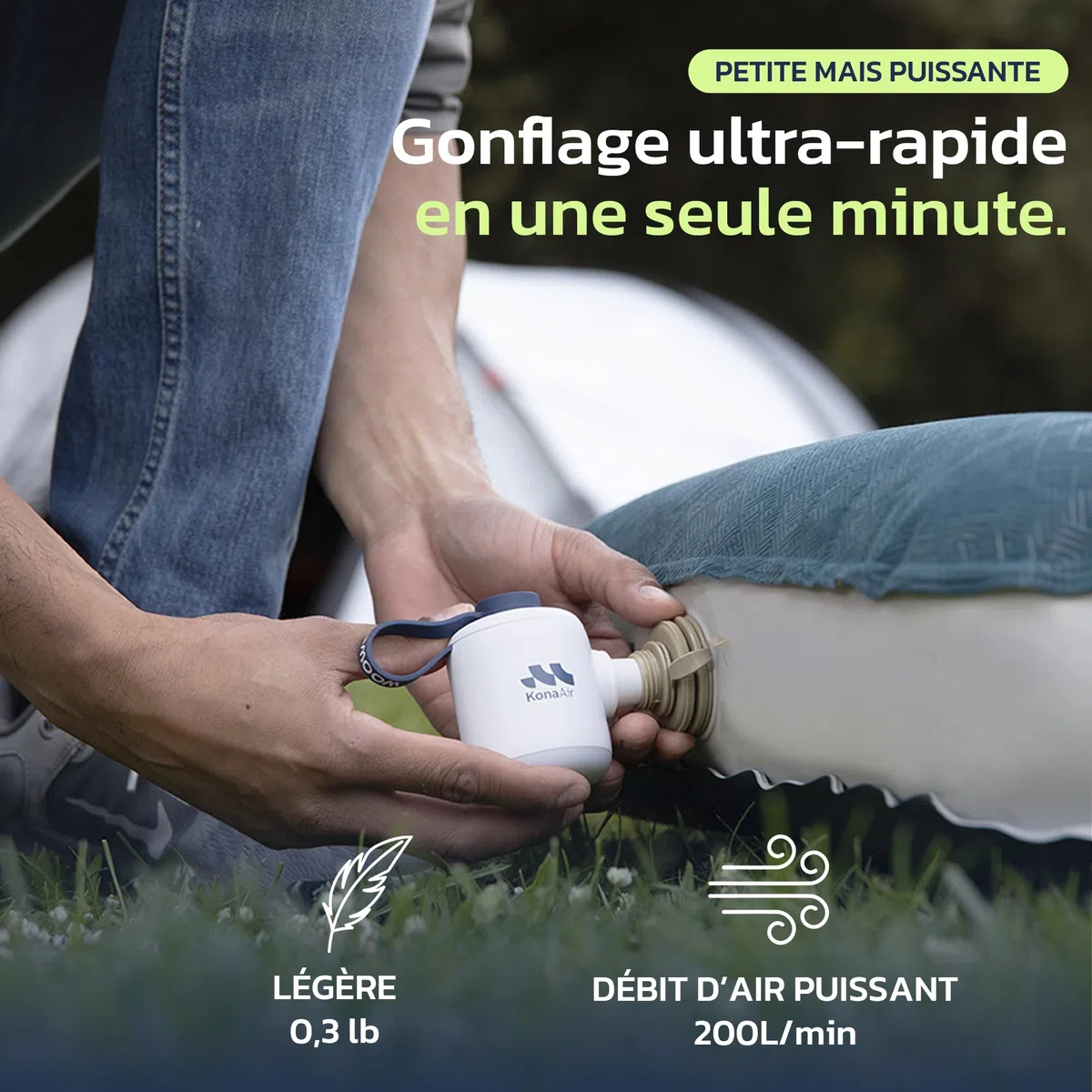 Woowind Pompe à Air Électrique, Pompe à Matelas Pneumatique sans Fil pour Flotteurs de Piscine, Anneaux de Natation, Lit Pneumatique, Canapé Pneumatique, Alimentée par Batterie Rechargeable