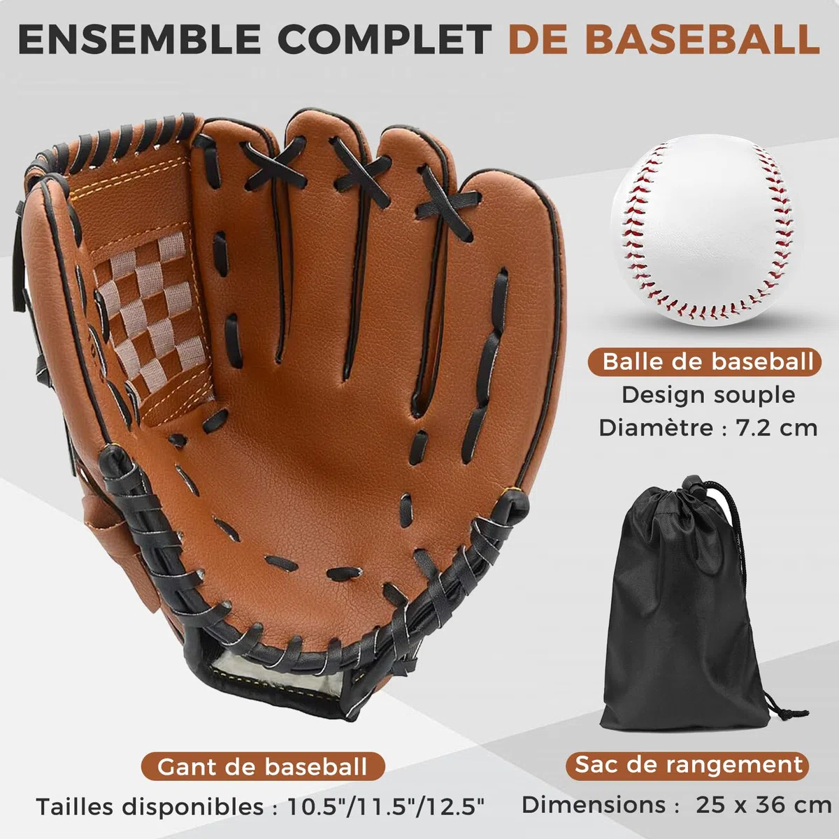 LeapBeast Gant de Baseball, Souple Gants de Softball, Réglable ​et Confortable PU ​Entraînement de Baseball pour Jeunes Adultes Gant de la Main Gauche