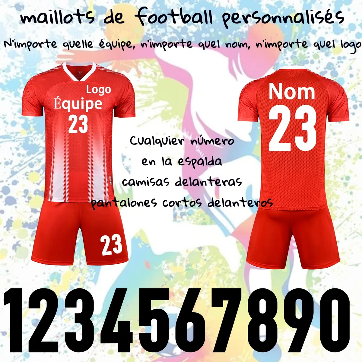 Maillot de Foot Enfant Adulte Personnalisé Maillot Football Personnalisé avec Votre Nom Numéro Équipe Logo Ensemble Foot