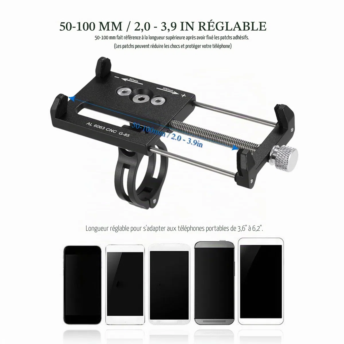 Lixada Universal Support de Téléphone de Réglable Vélo de Support GPS Bracket Cradle Clamp pour Vélo de Montagne (Noir)