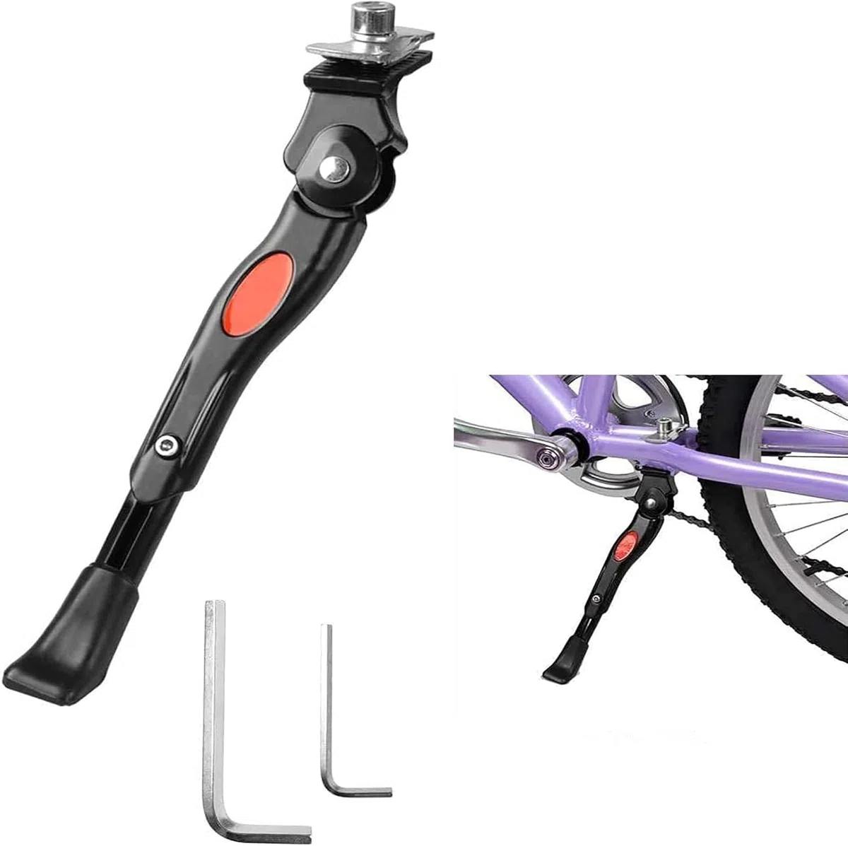 DEWEL Bequille Velo pour 16-20 Pouces/18-22 PoucesRéglable Béquille Vélo Support pour vélos Universel Alliage d'aluminium avec Caoutchouc Antidérapant pour VTT, Cyclisme Route et vélos de Sport etc