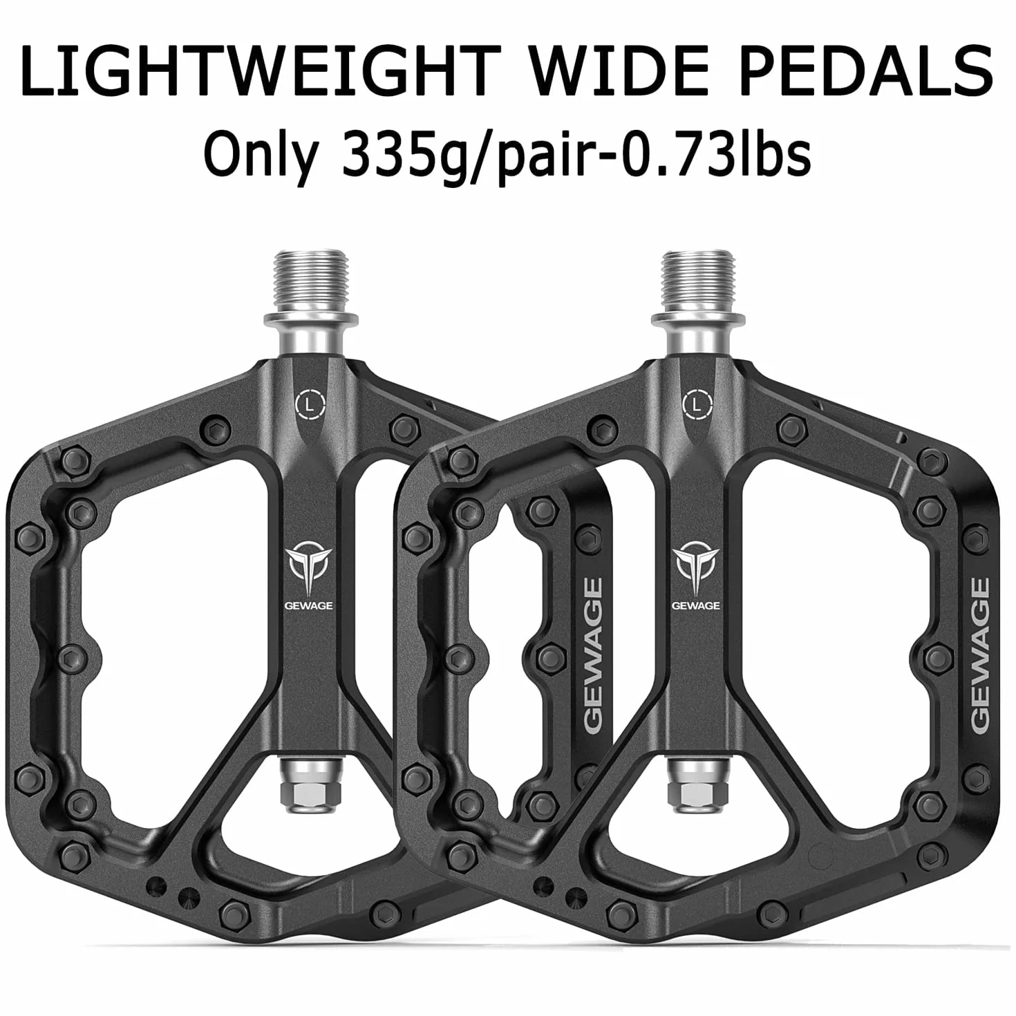 GEWAGE Pédales de vélo de Montagne, pédales antidérapantes en Fibre de Nylon VTT, pédales de vélo 9/16 ", pédales Plates légères et Larges