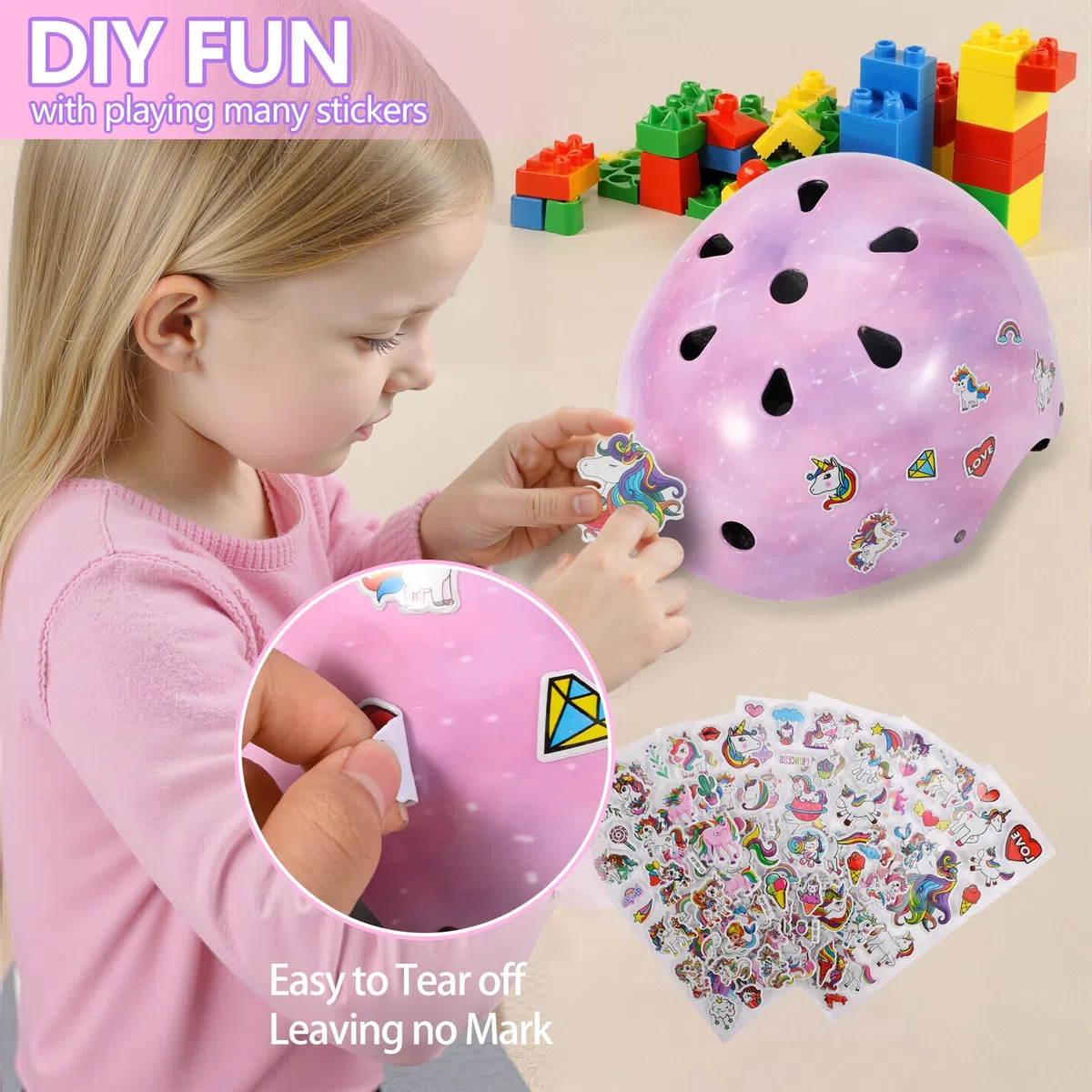 Casque pour Enfants Filles pour vélo et Planche à roulettes, Ajustable, pour Le Cyclisme, Le Roller, Le vélo et la Trottinette
