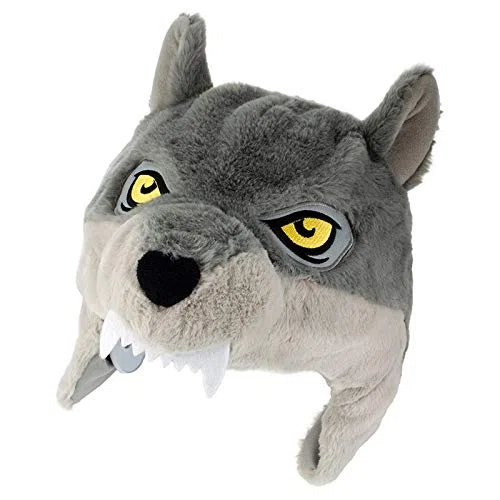 Couvre Casque Ski Loup Peluche – Housse Casque Animal Original – Accessoire Fun Ski Snowboard Enfant Adulte – Protection Casque Dani Creations