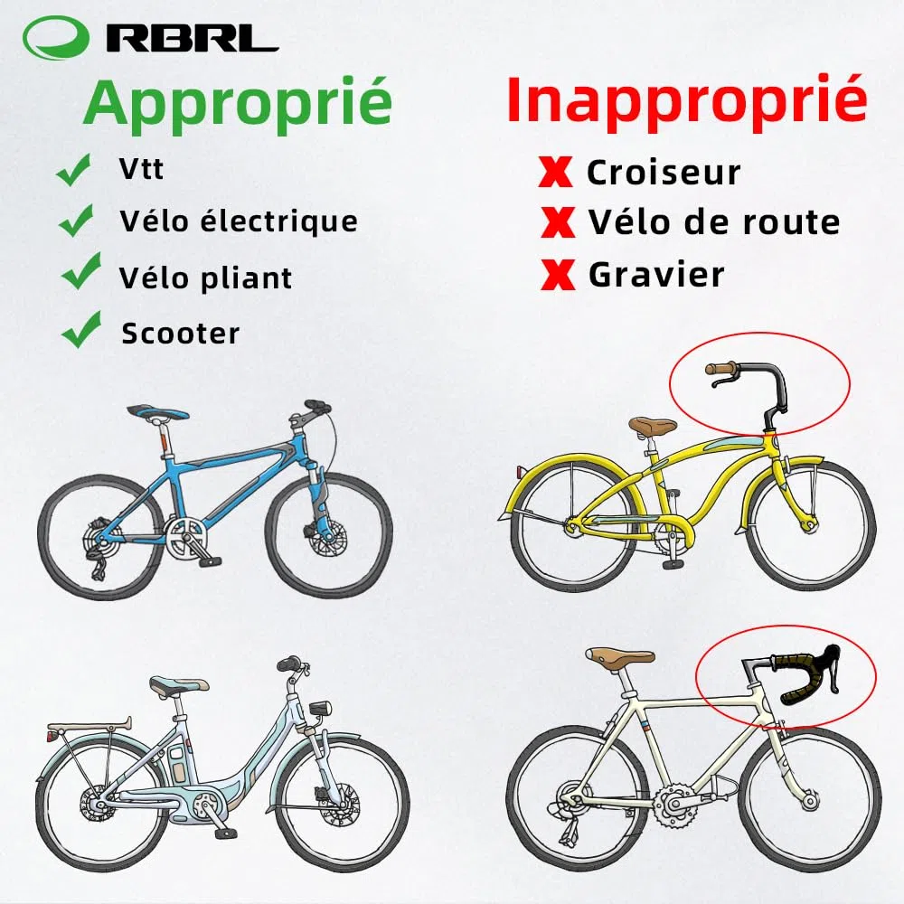 RBRL Rétroviseur Vélo, Pas Facile à Bloquer, Rétroviseur de vélo Extra Large, Rétroviseur de Vélo Incassable et Durable, Adapté au Vélo électrique （gauche）
