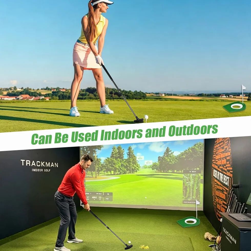 Putter de golf réglable, 1 putter de golf avec 4 balles et 1 trou pour drapeau, ambidextre pour droitiers et gauchers, mini golf pour la maison, idéal pour les adolescents et les adultes