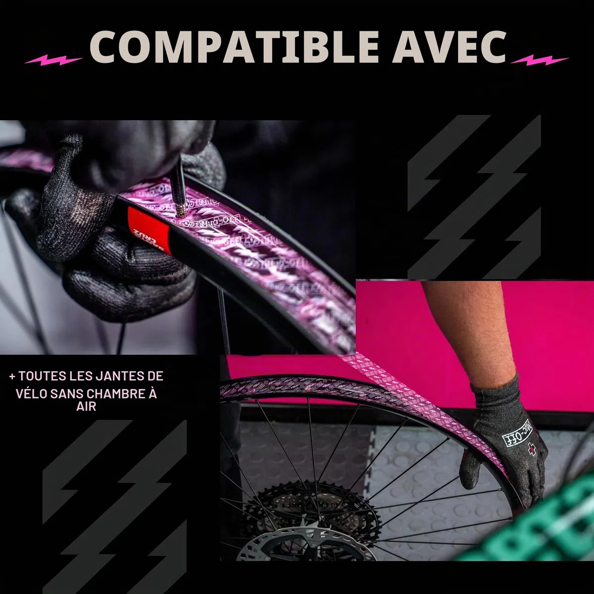 Muc-Off Fond de Jante Vélo Tubeless - 21 mm - Fond de Jante Adhésif Sensible à la Pression - Pour Installation de Pneus de Vélo Tubeless - Rouleau de 10 Mètres - 4 Patchs d'Étanchéité Inclus