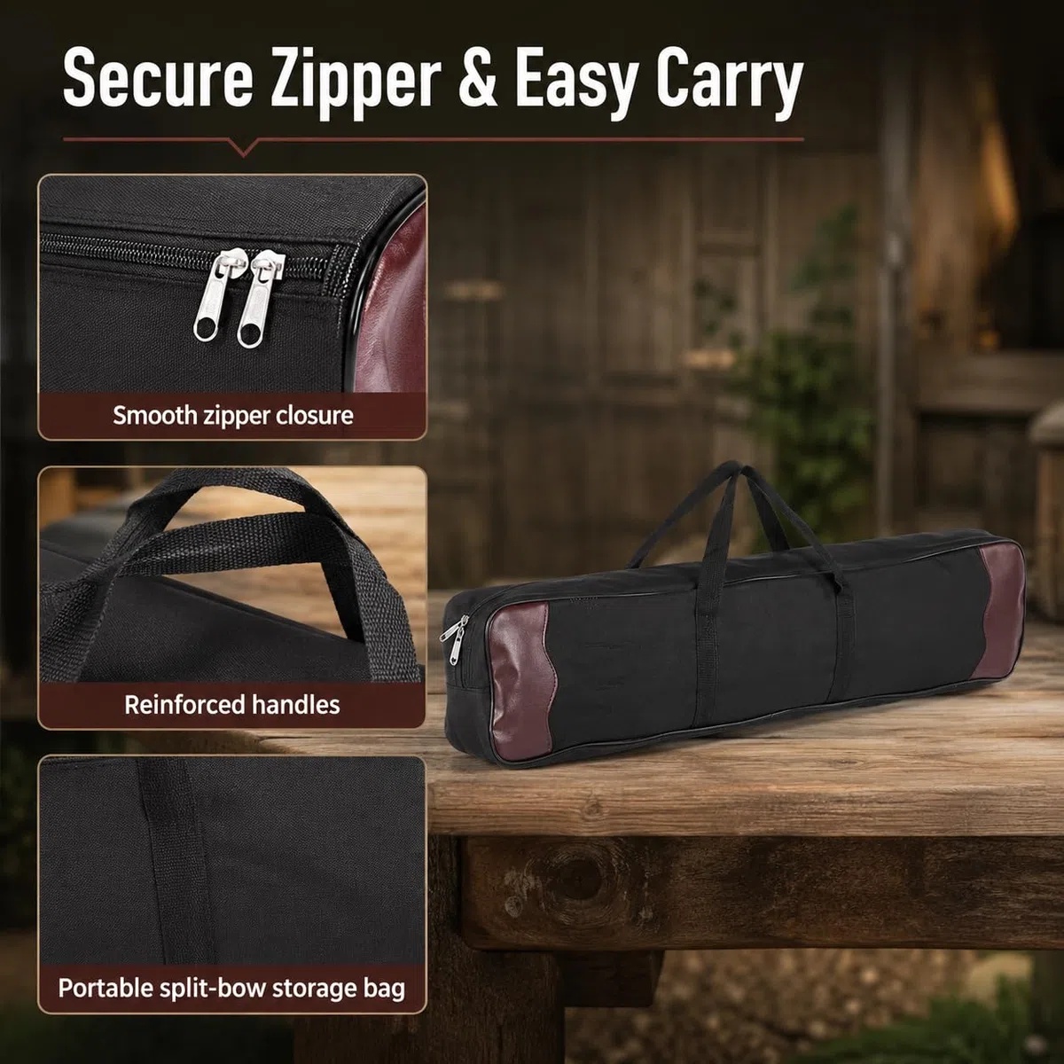 Étui à Archet recourbé avec bandoulière réglable – Sac de Rangement rembourré pour archets Traditionnels et de Chasse | Design résistant à l'eau pour tir à l'arc en Plein air