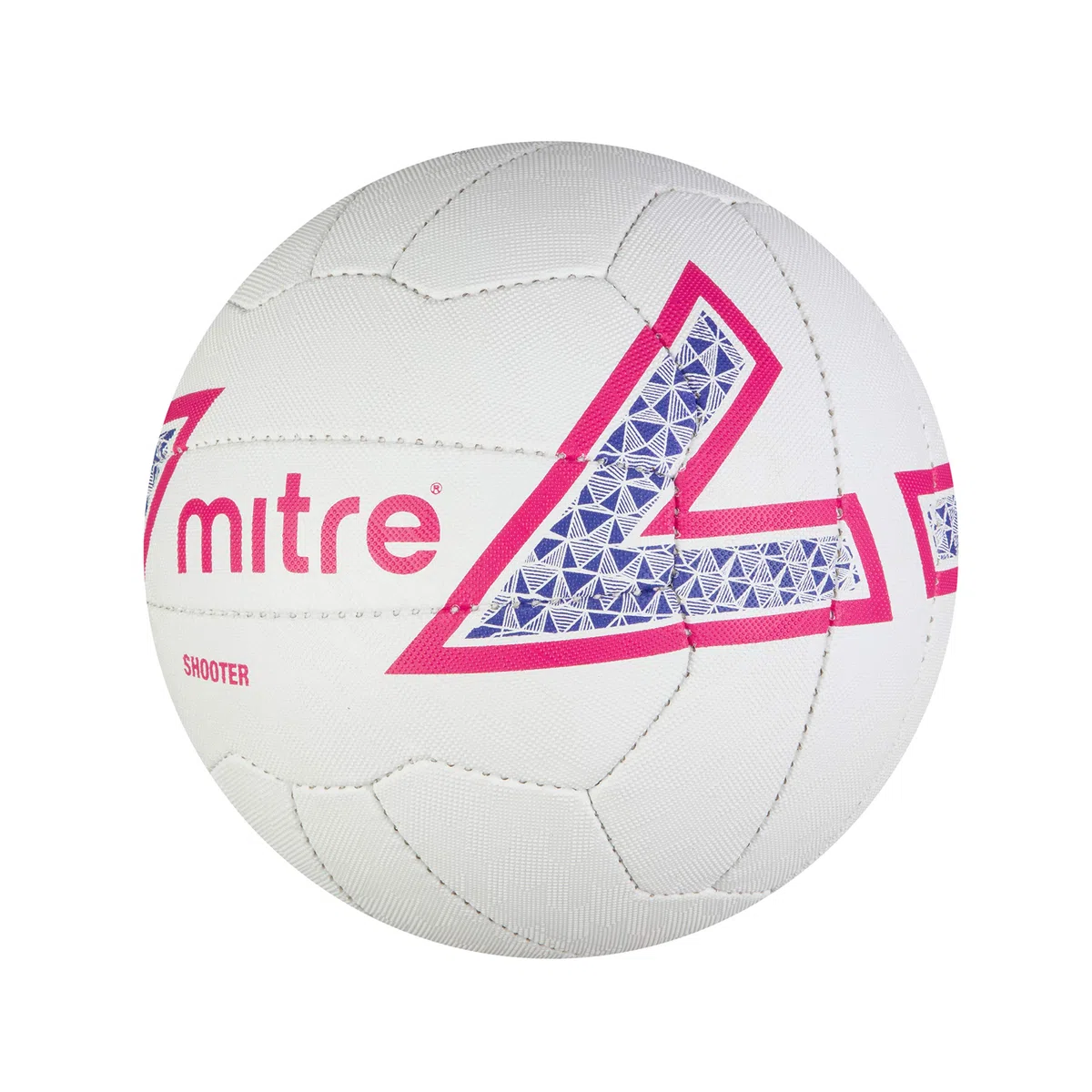 Mitre Shooter Match Ballon de Netball | Excellente Prise en Main | Modèle résistant, Blanc/Cabaret/Violet/Noir