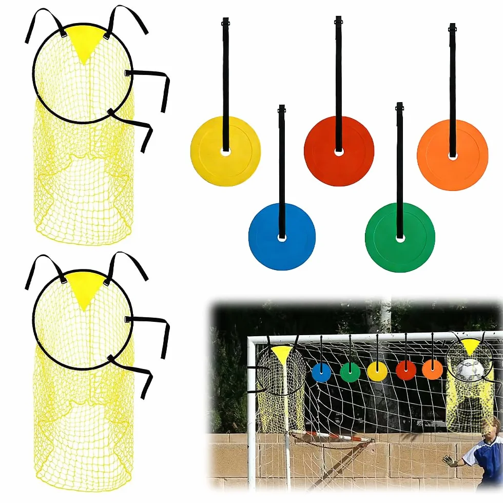 Filet de Cible de Football 2 Pièce, 45 x 60cm Filet Cible Football Pliable avec Sangles Réglables, Buts d'Entraînement pour Précision avec 5 Cible Mobile, pour Précision Cible pour Tirs