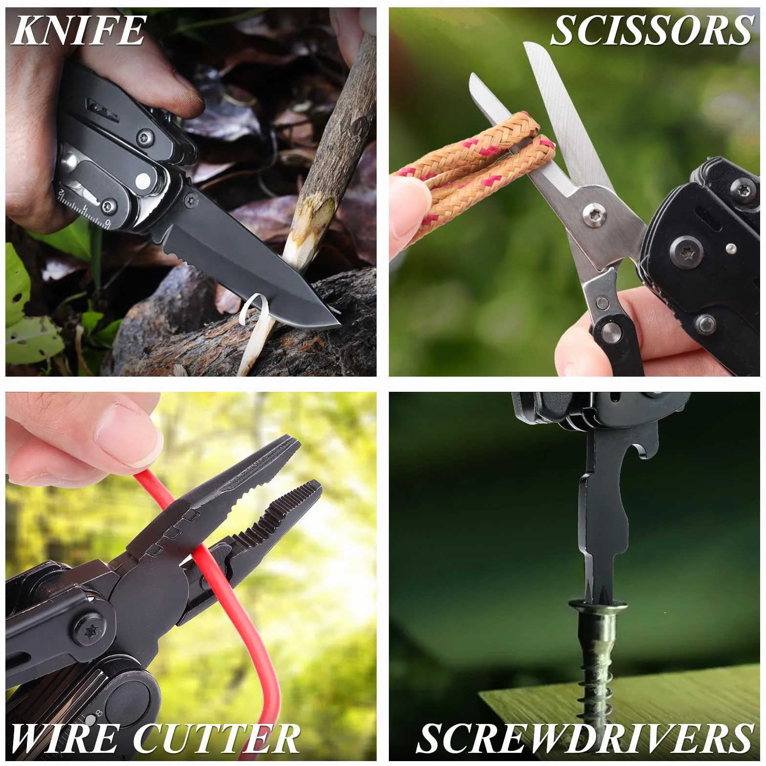 Couteau de Survie Pince Multifonctions - Cadeau Homme 18 en 1 Outil Multifonction Couteau Pliant Gadget Insolite Utile pour Extérieur, Camping, Randonnée, Réparation Simple, Idée Cadeau Homme Papa
