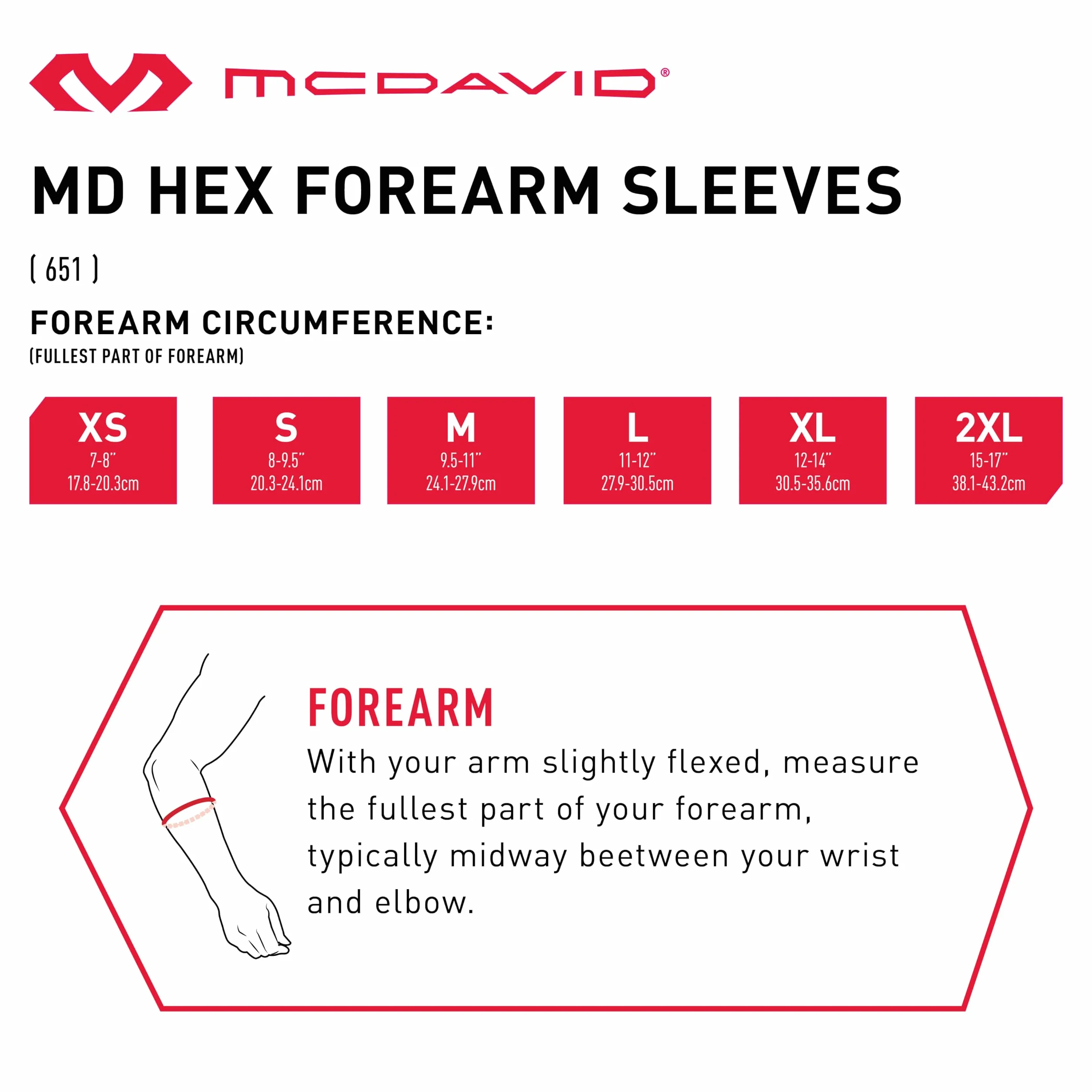 McDavid 651 Hex Manchettes de compression pour le soutien et la protection de l’avant-bras, idéales pour le rugby, le basket-ball, le football, l’haltérophilie et autres (1 paire)