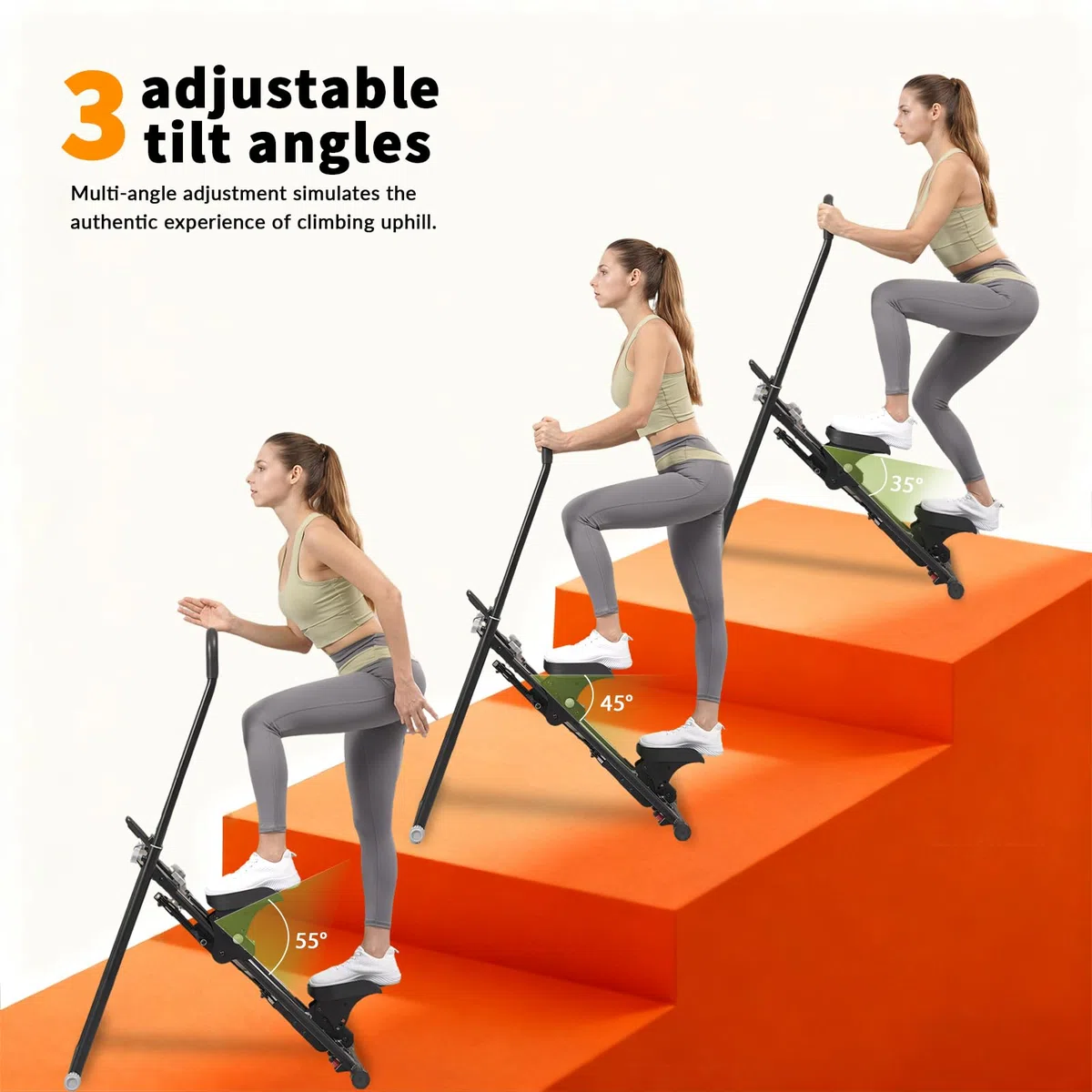 Stepper d’Escalier Pliable，Stepper Fitness pour la Maison，Guidon et pédales réglables,Écran LCD,avec Support de téléphone,Charge 120KG