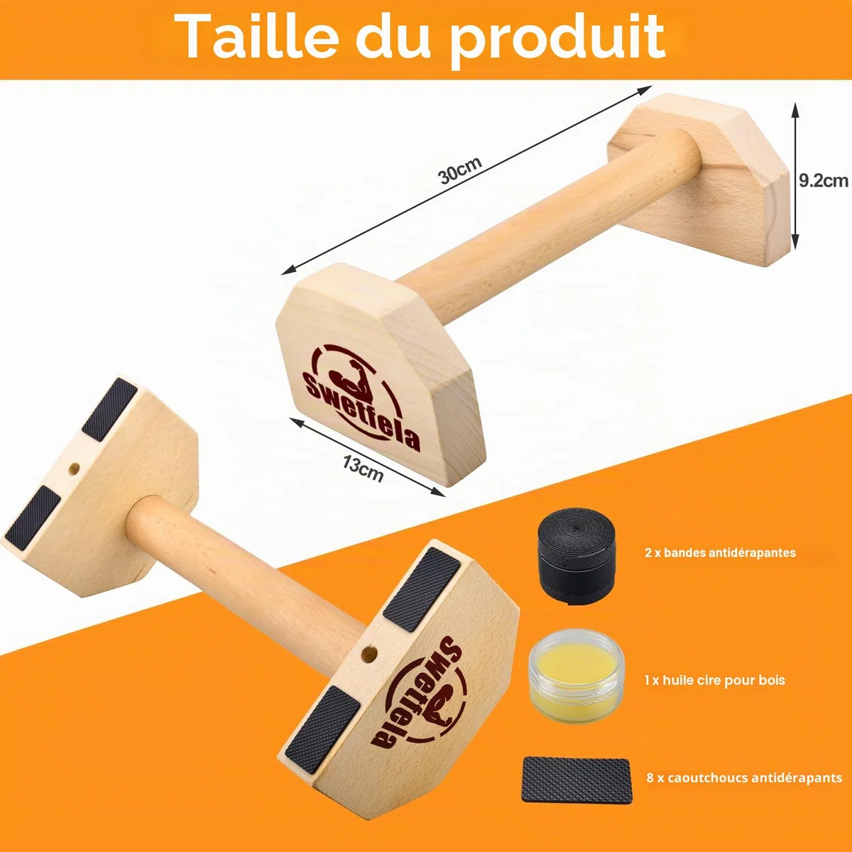 Parallettes, 2 Poignées De Pompes ParallèLes En Bois, Calisthenics, Poignées Antidérapantes, Barres Parallèles De Gymnastique, Barres Parallèles Pour L'IntéRieur Et L'Extérieur Pour La Calisthénie