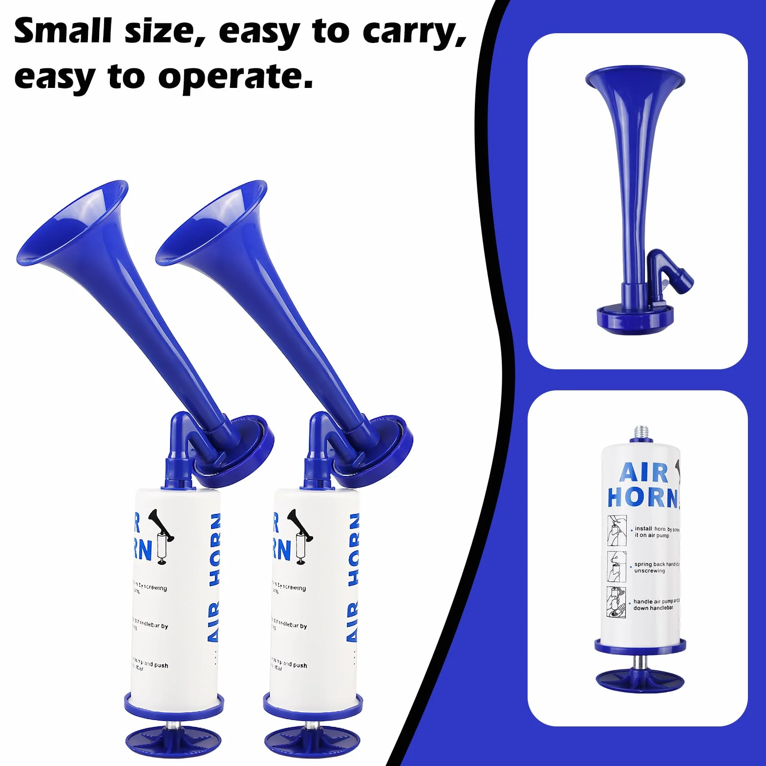 Corne de Supporter, 2Pcs Corne de Brume Portable, Trompette de Stade, Klaxon Bateau, Klaxon Sécurité, Klaxons à Air, Klaxon de sécurité Portatif pour Camping, Nautique, événements Sportifs und Partys