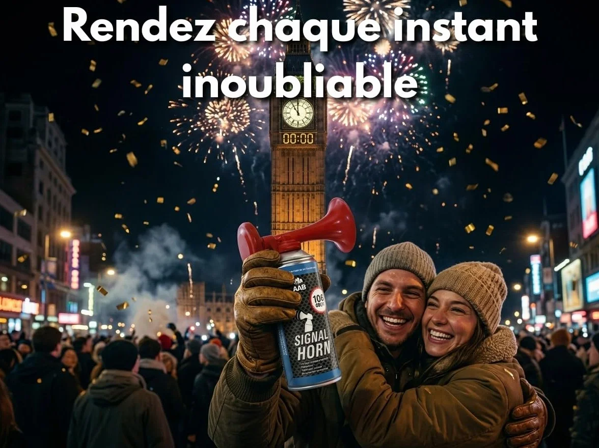 AABCOOLING Corne de Brume 106 dB(A) - Klaxon à air comprimé puissant jusqu'à 120 bips, avec gaz ininflammable, idéal pour le sport, les supporters et la navigation