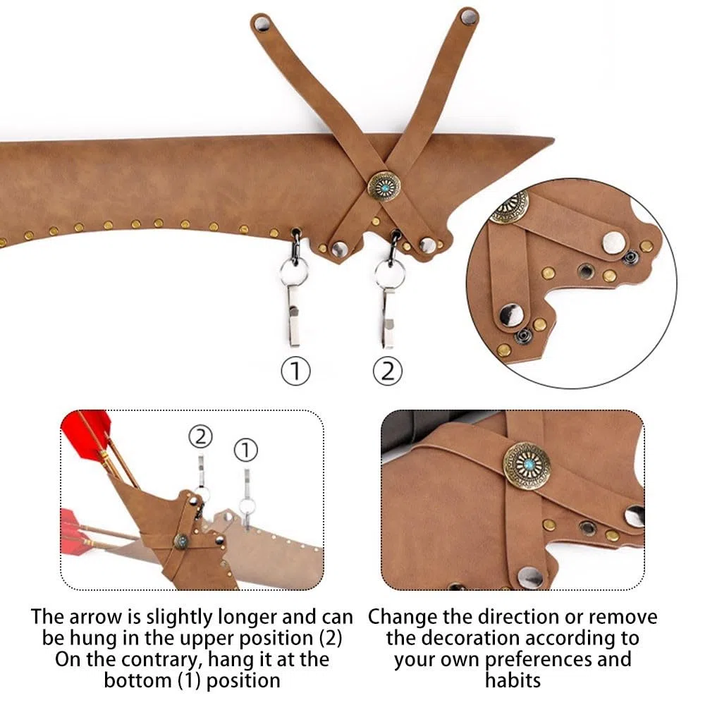 MiOYOOW Carquois de Tir à l'arc, Étui de Flèche Rétro Étanche Taille Portable Carquois de Taille de Flèche en Cuir PU Portable pour Arc à Poulies Classiques