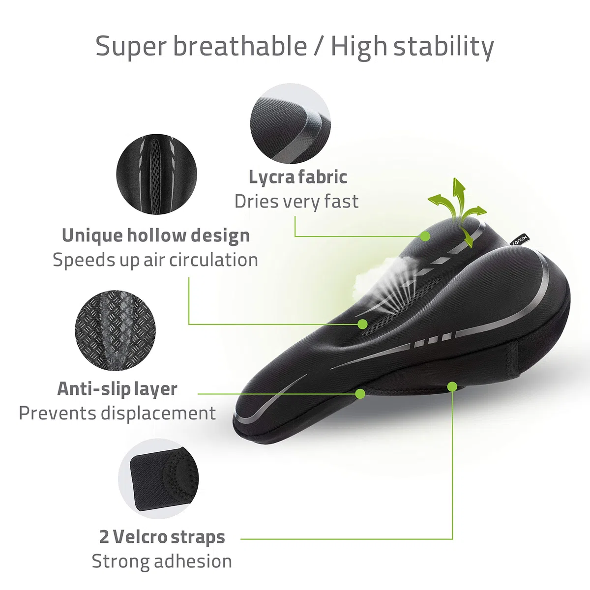 Coussin étroit de selle de vélo, [mousse à mémoire de forme et gel supplémentaires] Coussin de selle de vélo confortable, pour vélo de route, Peloton VTT, accessoires de cyclisme confortables,
