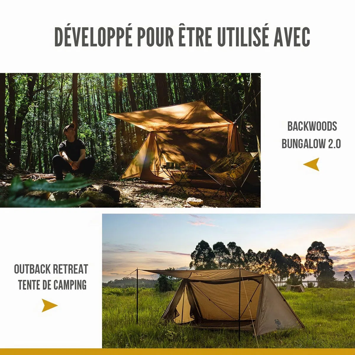 OneTigris Bâche de tente de camping - Multi-usages - Imperméable - Avec sac de transport - Pour camping, randonnée et pique-nique