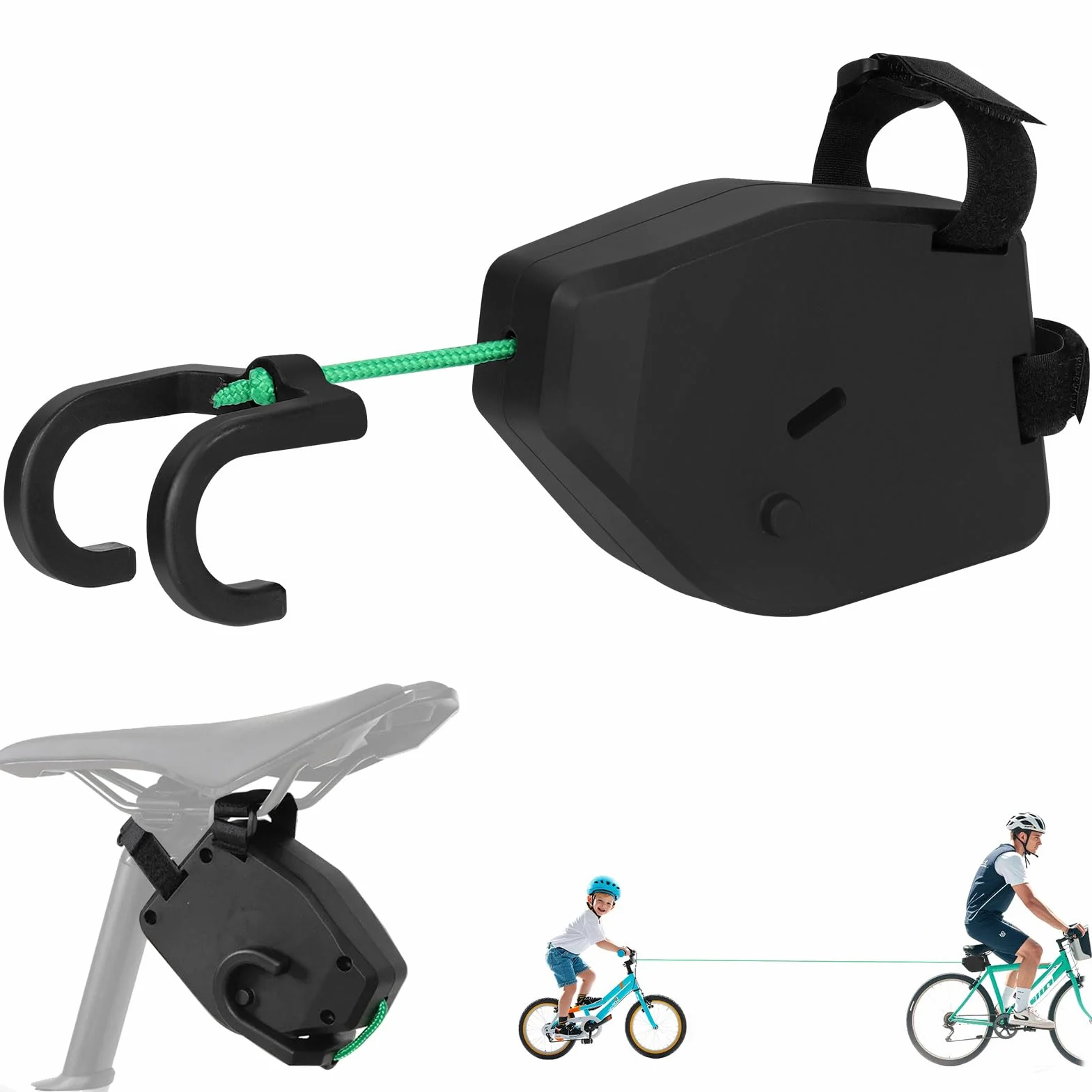 Corde de Remorquage pour Vélo,GuKKK 2.5M Barre de Remorque Velo Enfant,Corde de Tractionde Vélo Rétractabl avec Crochet de sécurité Remorquage Accessoires pour Enfants VTT