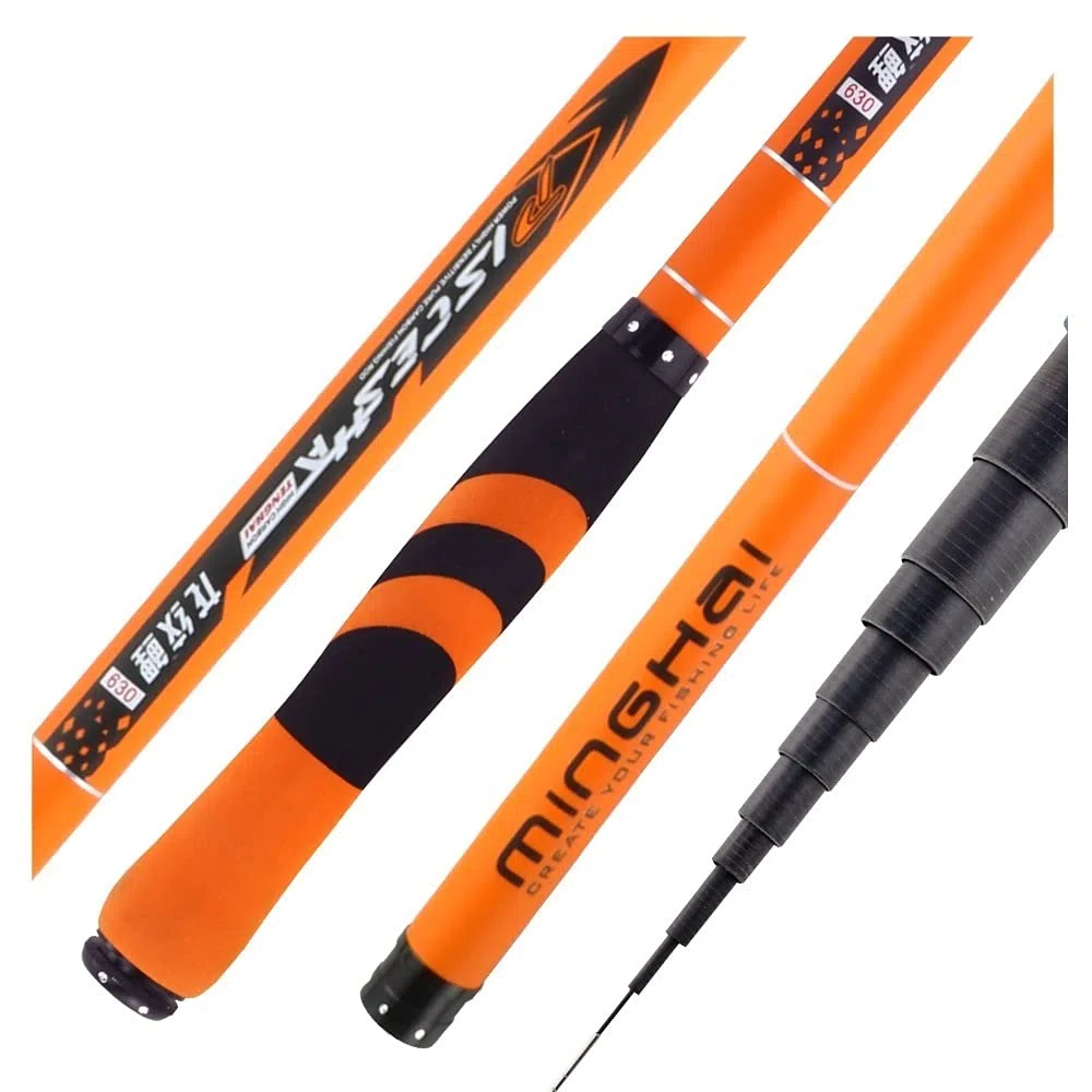 Canne A Peche Au Coup Tige de pêche télescopique de la Fibre de Carbone Polon-Carpe Ultralight Super Dur Travel 3.6/4.5/5.4/6.3/7.2m Cannes à PêChe à Main