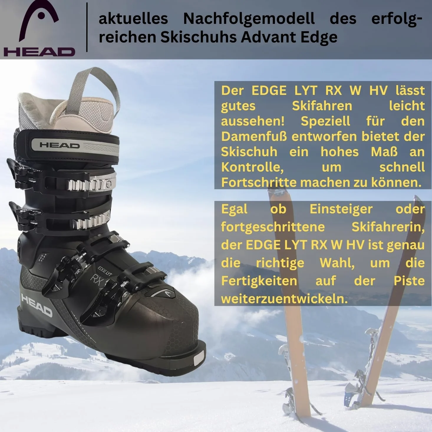 Head Edge LYT RX W HV Flex 65 Chaussures de Ski Alpin pour Femme – Bottes de Ski Alpin pour Femme – Bottes de Ski Alpin – Bottes de Ski Alpin pour Femme – Bottes de Ski Alpin – Bottes de Ski Alpin