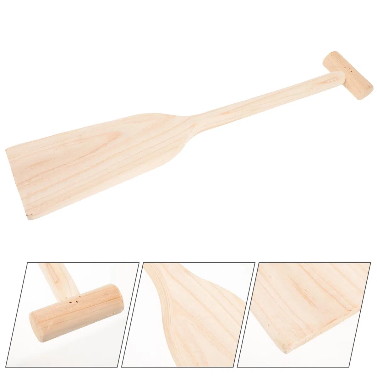 Pagaie en Bois Beige de 19,5 Pouces pour Bateaux, Solide et Joliment Travaillée, pour L'exploration Fluviale en Extérieur