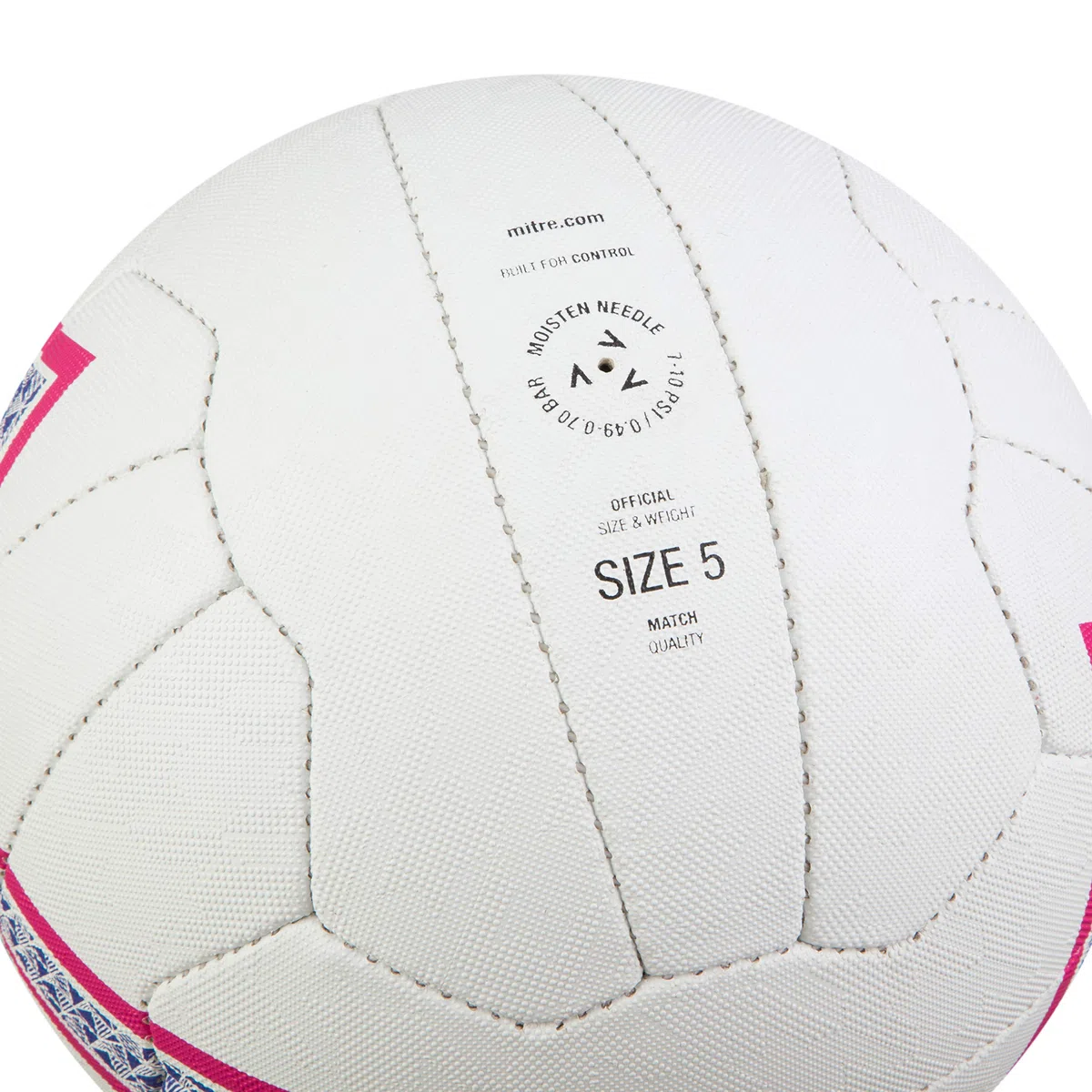 Mitre Shooter Match Ballon de Netball | Excellente Prise en Main | Modèle résistant, Blanc/Cabaret/Violet/Noir