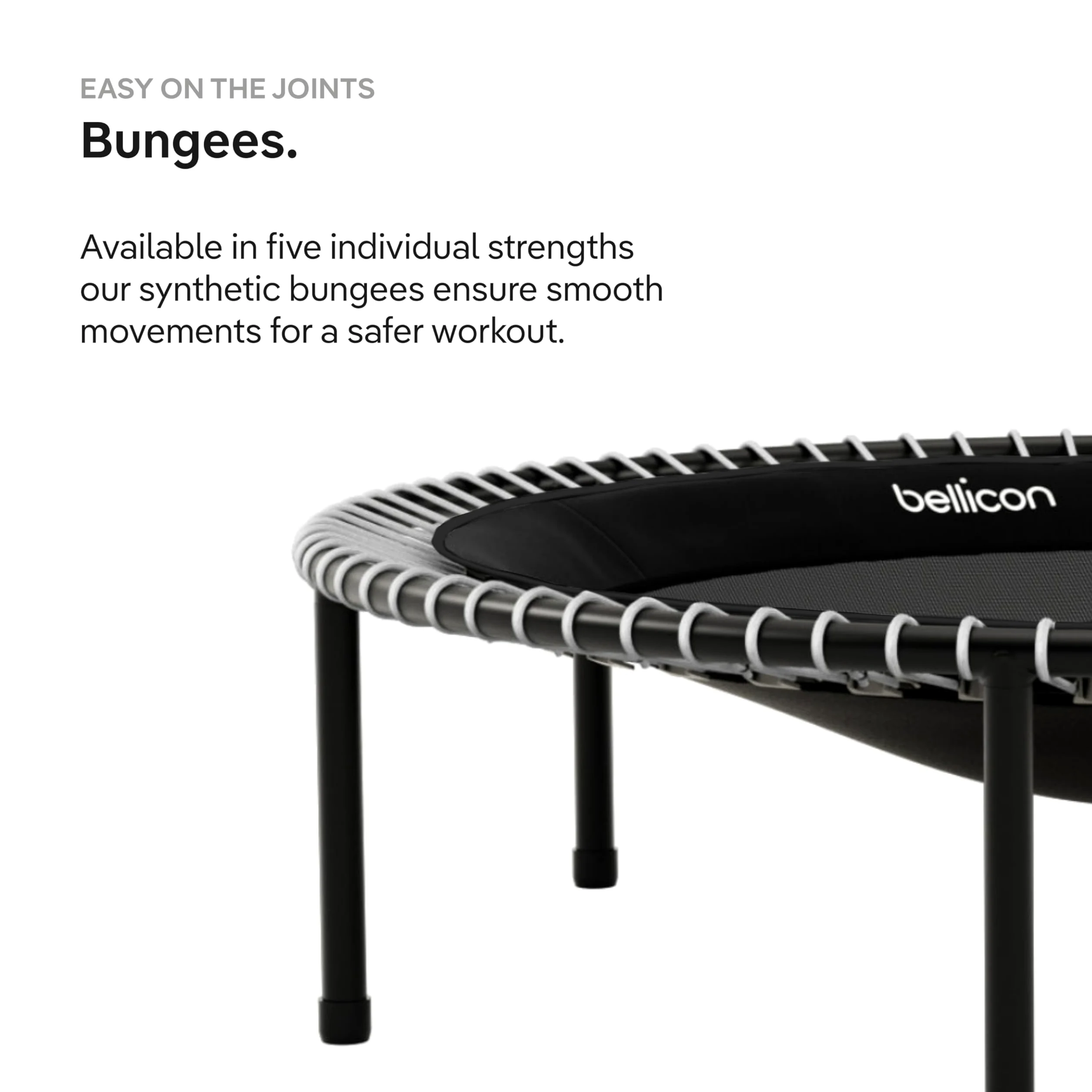 bellicon Trampoline de Fitness 100-125 cm | Pieds Robustes à Visser et Anneau de Suspension jusqu'à 150 kg (Extra Fort) | Cadre en 3 pièces | Fabriqué en Allemagne