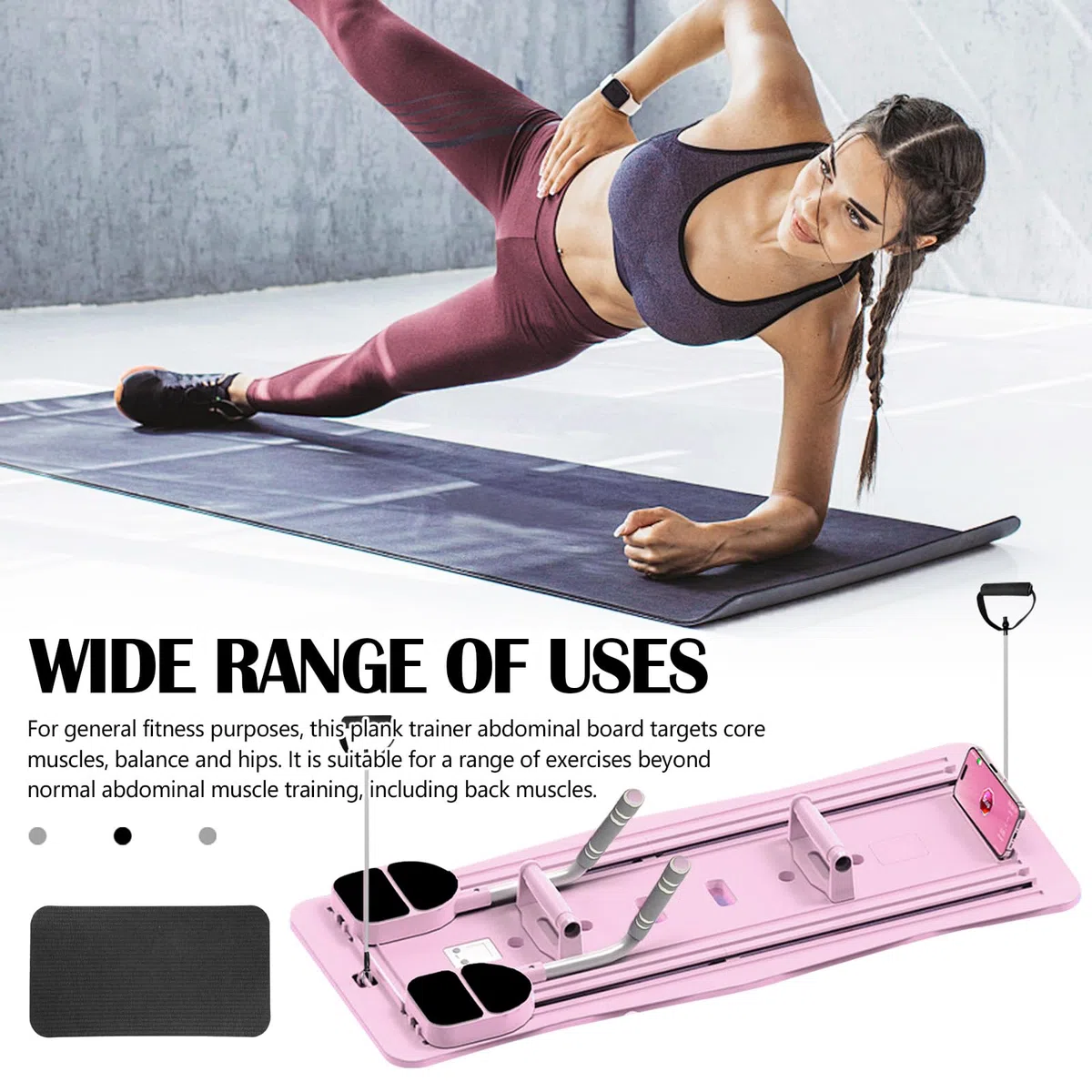 Conseil Réformateurs Pilates, Reformer Pliable pour Pilates Planche Fitness Multifonctionnelle Planche Pilates avec Compteur LED Rebond Automatique Poignée Réglable Planche d'exercice
