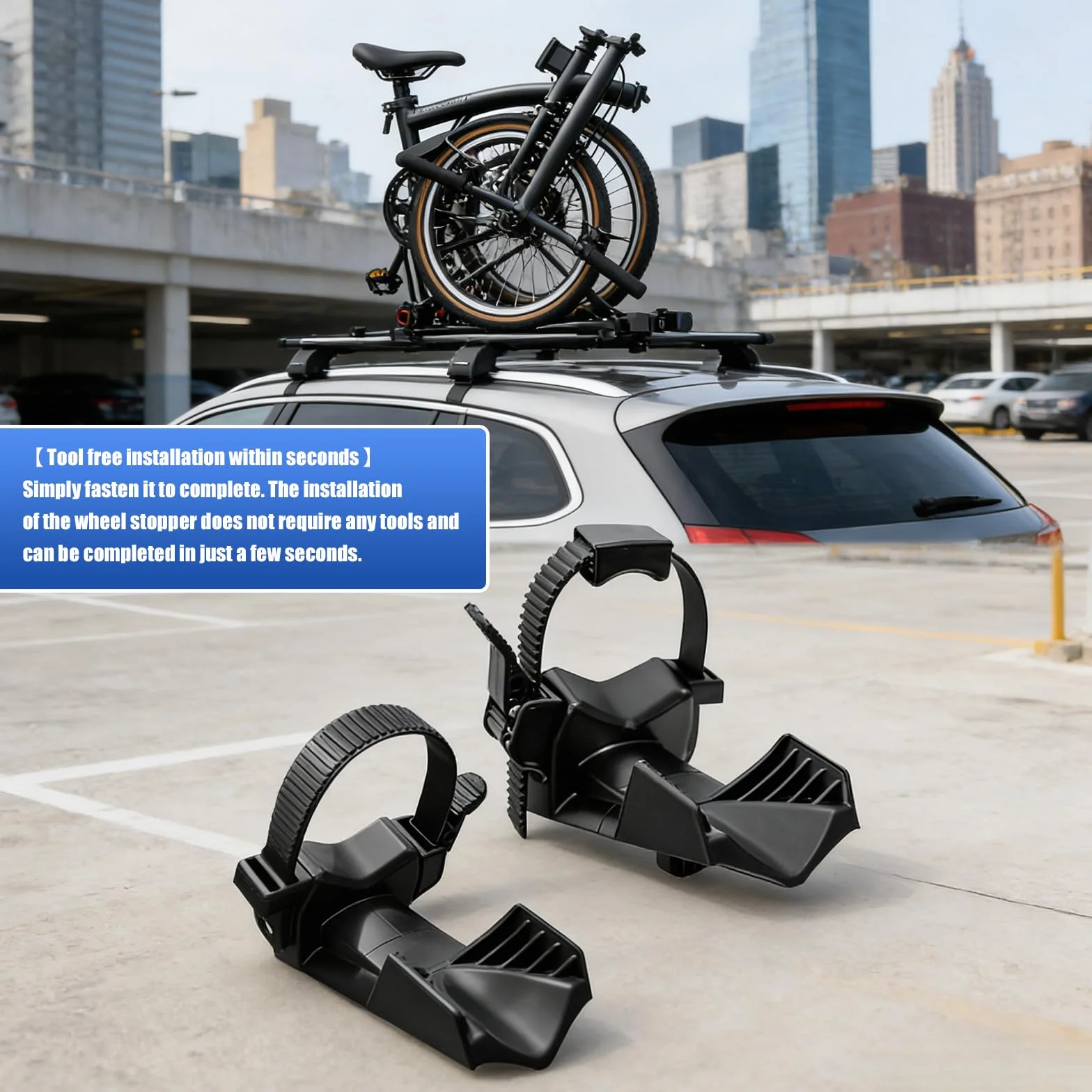 BYZESTY Support de Roue à Vélo, Lot de 2 Butoirs de Roue, Butées de Roue, Support de Fixation de Roue à Vélo de 3.11 Zoll pour Les VTT et Les vélos de Route, Aucun Outil