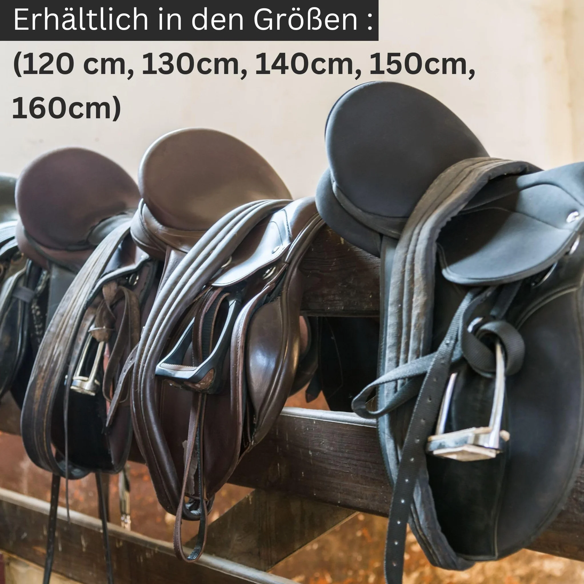 Pferdelinis Étriers en cuir noir - Convient pour les selles anglaises - Longueur : 130 cm - 160 cm (140 cm, noir)