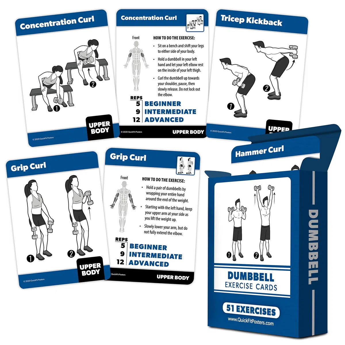 Palace Learning Lot de 2 cartes d'entraînement pour poids corporel et haltères – Plus de 100 exercices