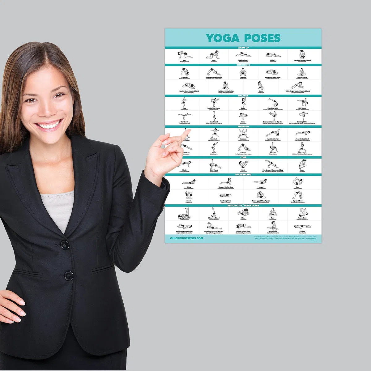 Palace Learning Lot de 2 affiches de yoga et d'exercices d'étirement - Ensemble de 2 tableaux laminés - Positions de yoga et étirements [léger] (laminé, 45,7 x 61 cm)