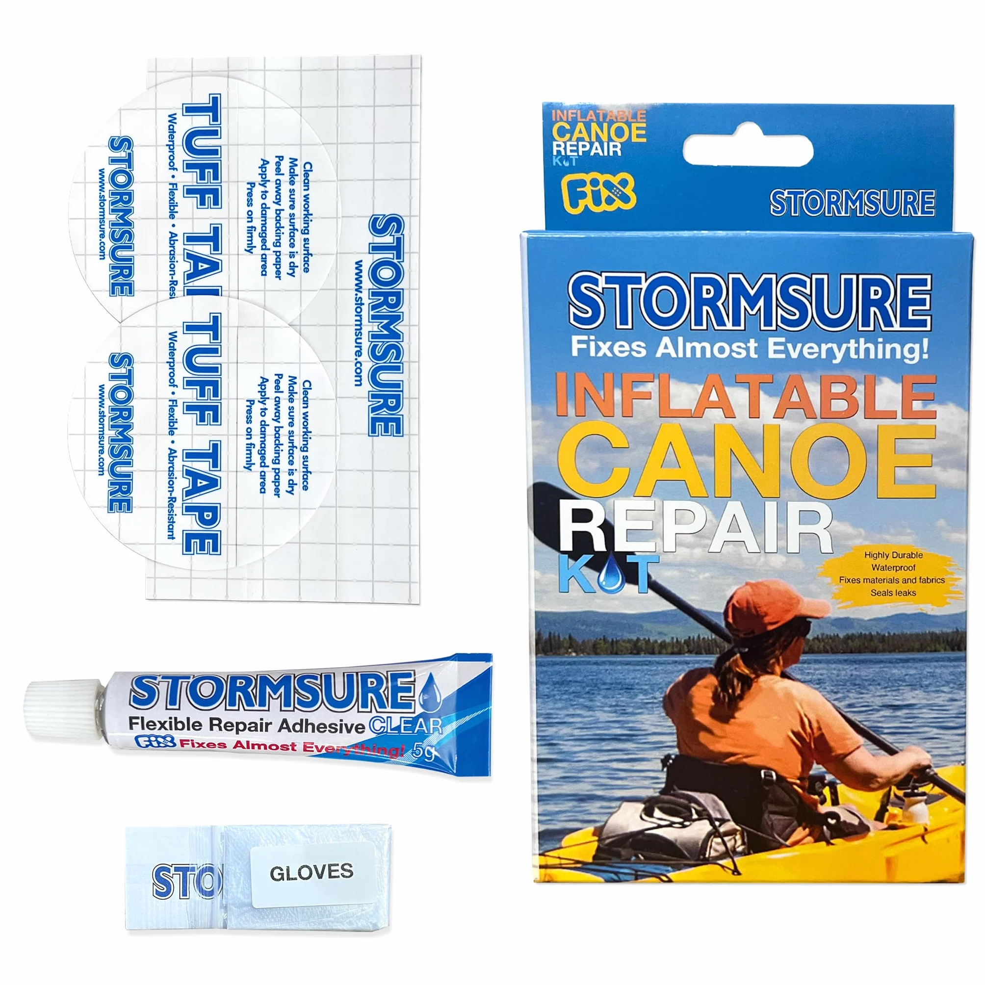 Stormsure Kit de réparation pour canoë et Kayak Gonflable – Idéal pour Kayaks gonflables et canoë : réparation Rapide pour crevaisons, déchirures et fuites