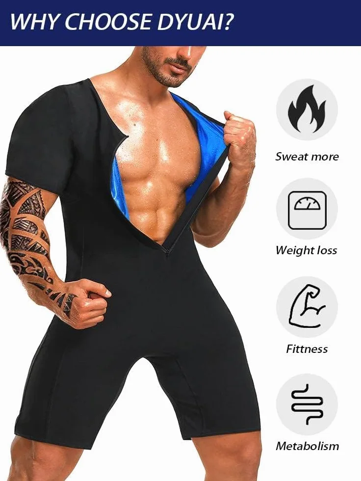 Combinaison de sauna pour homme - Maillot de sudation pour homme - Gilet de sudation - Maillot d'entraînement avec short - Attrape la chaleur - Entraînement de la transpiration