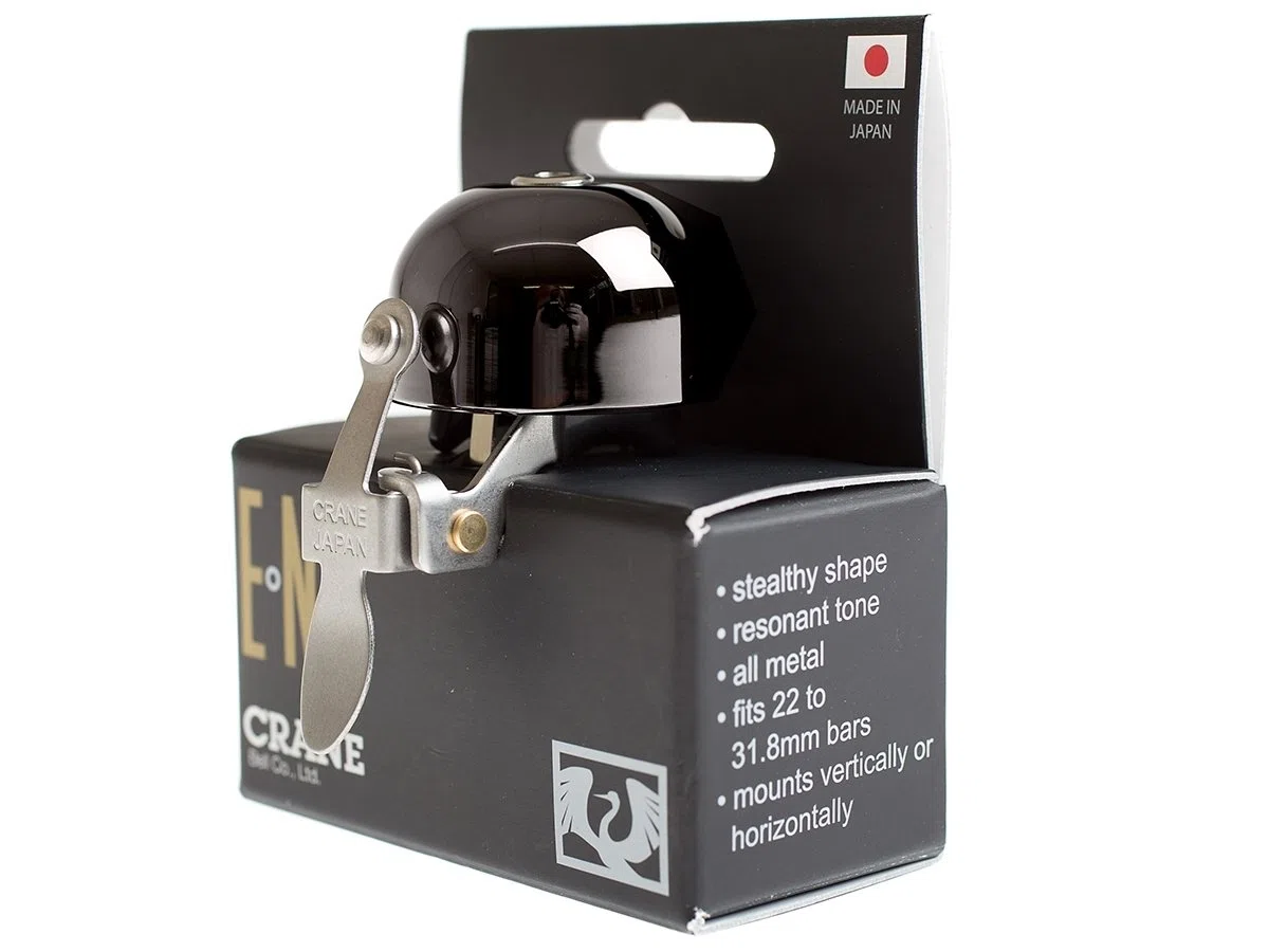 Sonnette Vélo - E-Ne Clamp - Band Mount - Neo Black - Crane Bell