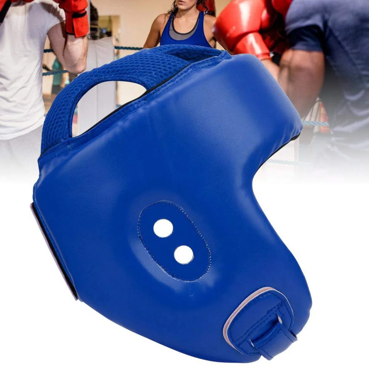 Casque de Boxe Casque de Boxe Cuir PU Réglable Protège-tête Sanda Kickboxing Formation Défense MMA Couvre-Chef