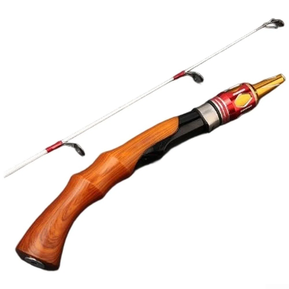 50/60/70 cm Pêche sur glace d'hiver Pêche sur glace – 2 pièces en fibre de verre, charge maximale de 3500 g, portable, haute sensibilité et récupération rapide, noir/rouge/marron
