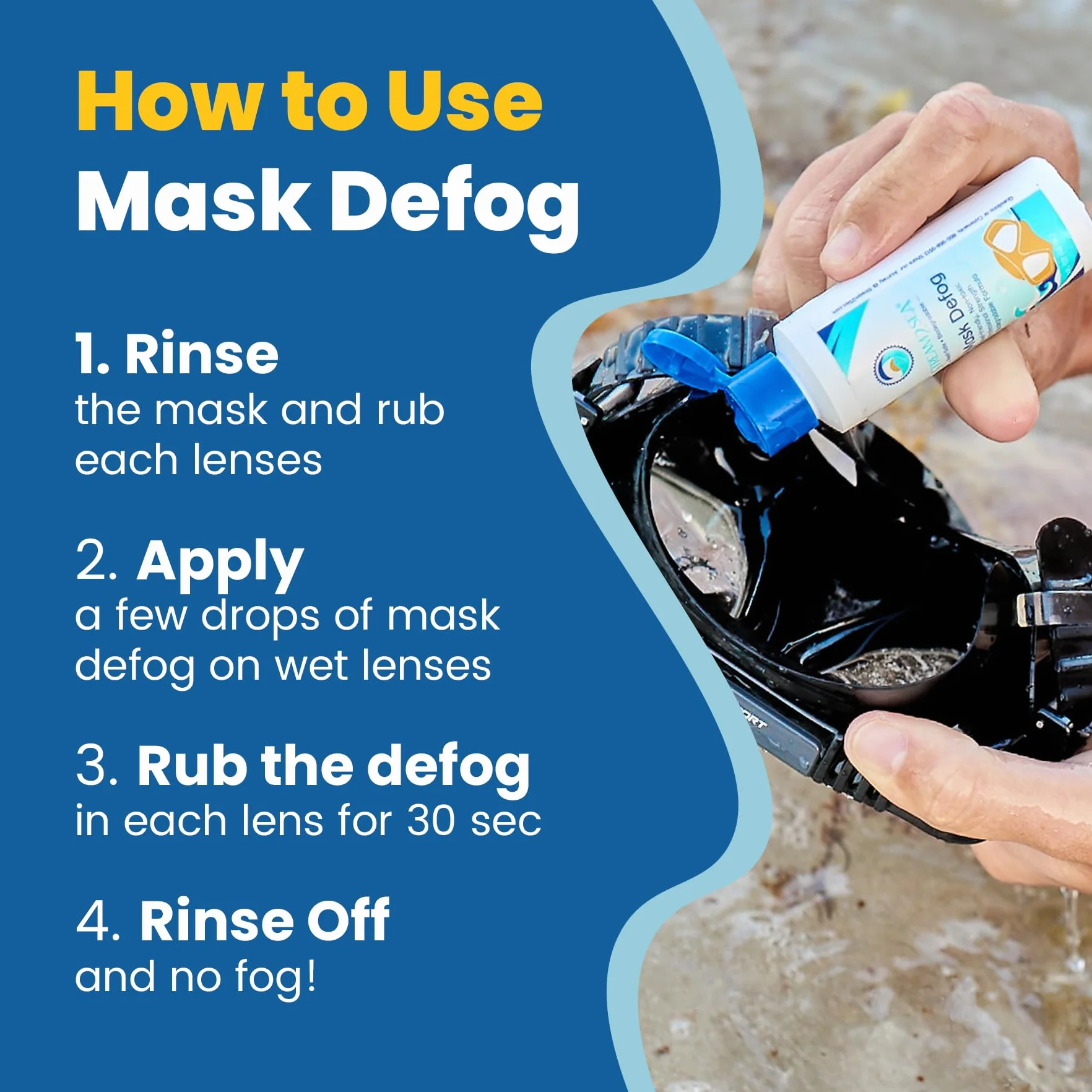 Reef Safe Spray anti-buée pour masques de plongée et lunettes de natation – Débuage des lunettes et masques