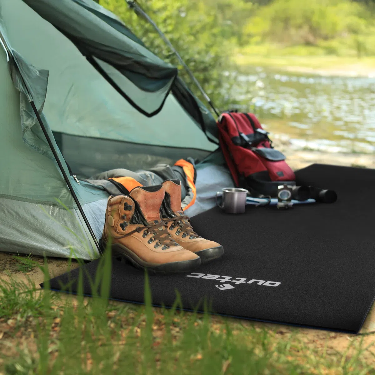 Tapis isolant XPE à 2 couches - En mousse XPE - 1,2 cm d'épaisseur - Tapis de couchage - Camping - Survie - Bleu - 180 x 50 cm