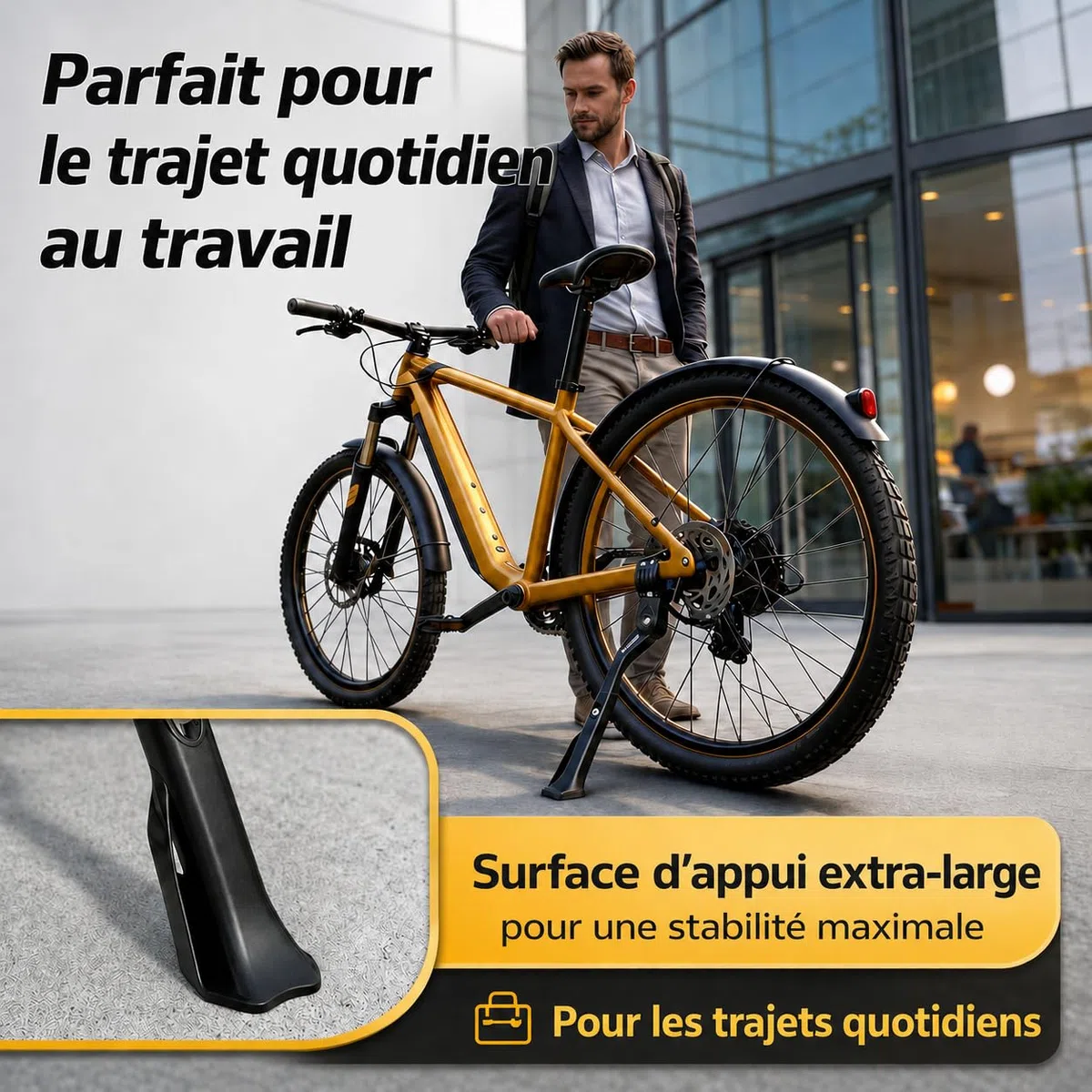 Béquille de vélo professionnelle extra stable 24-29 pouces 45 kg + | Béquille de vélo pour VTT / vélo électrique / vélo de ville | Support de vélo avec construction antidérapante et robuste